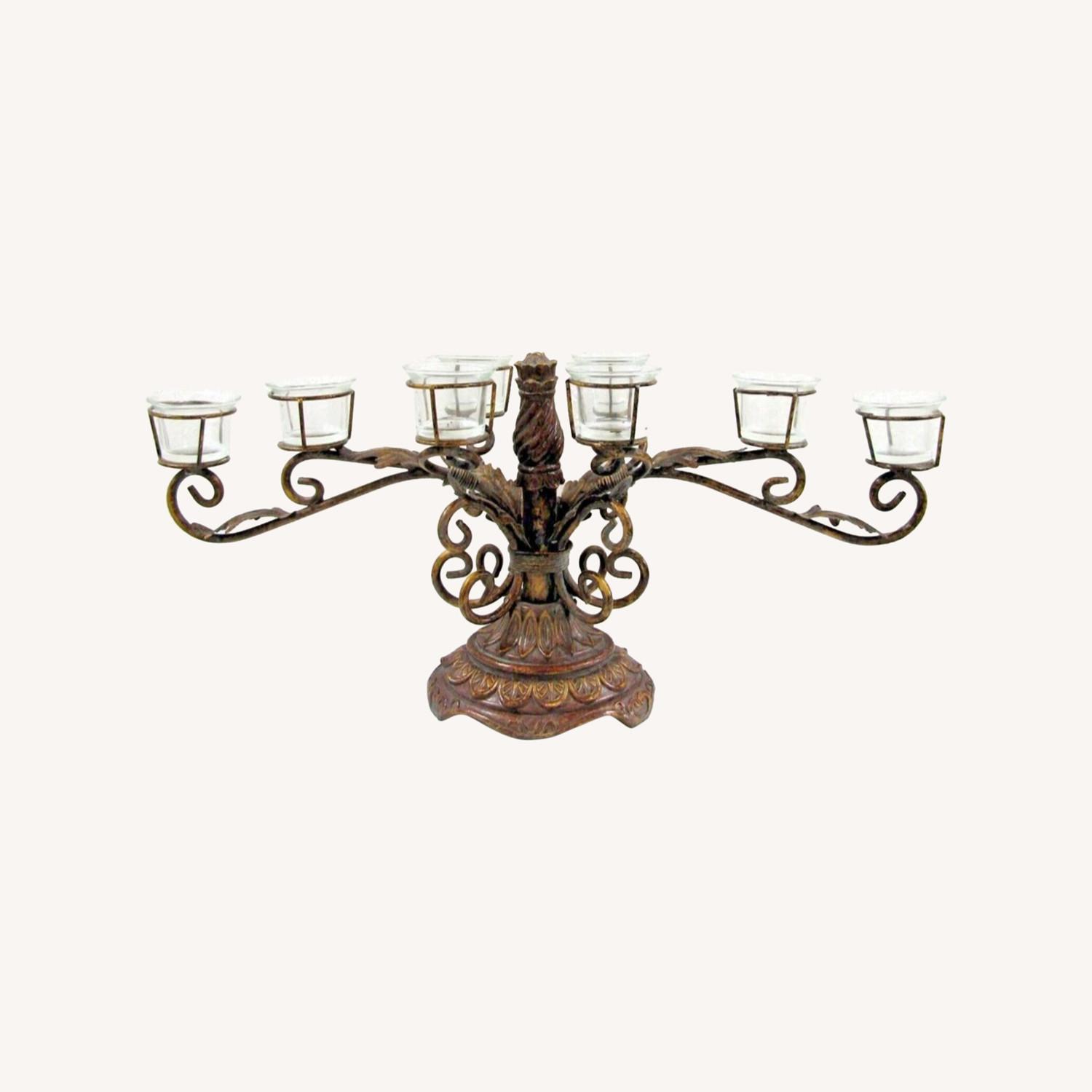 Vintage 8-Piece Centerpiece Metal Candle Holder - image-0