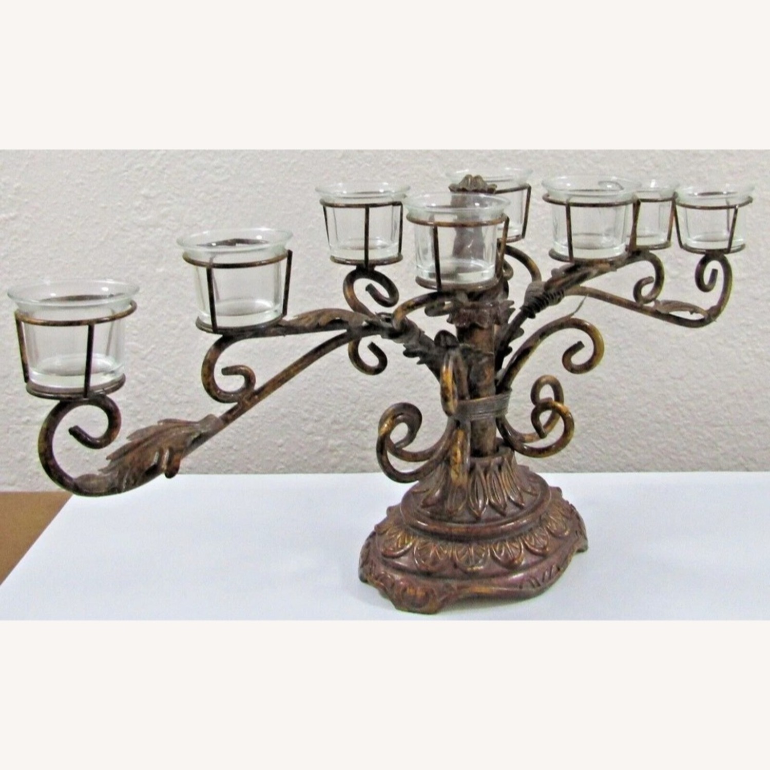 Vintage 8-Piece Centerpiece Metal Candle Holder - image-9