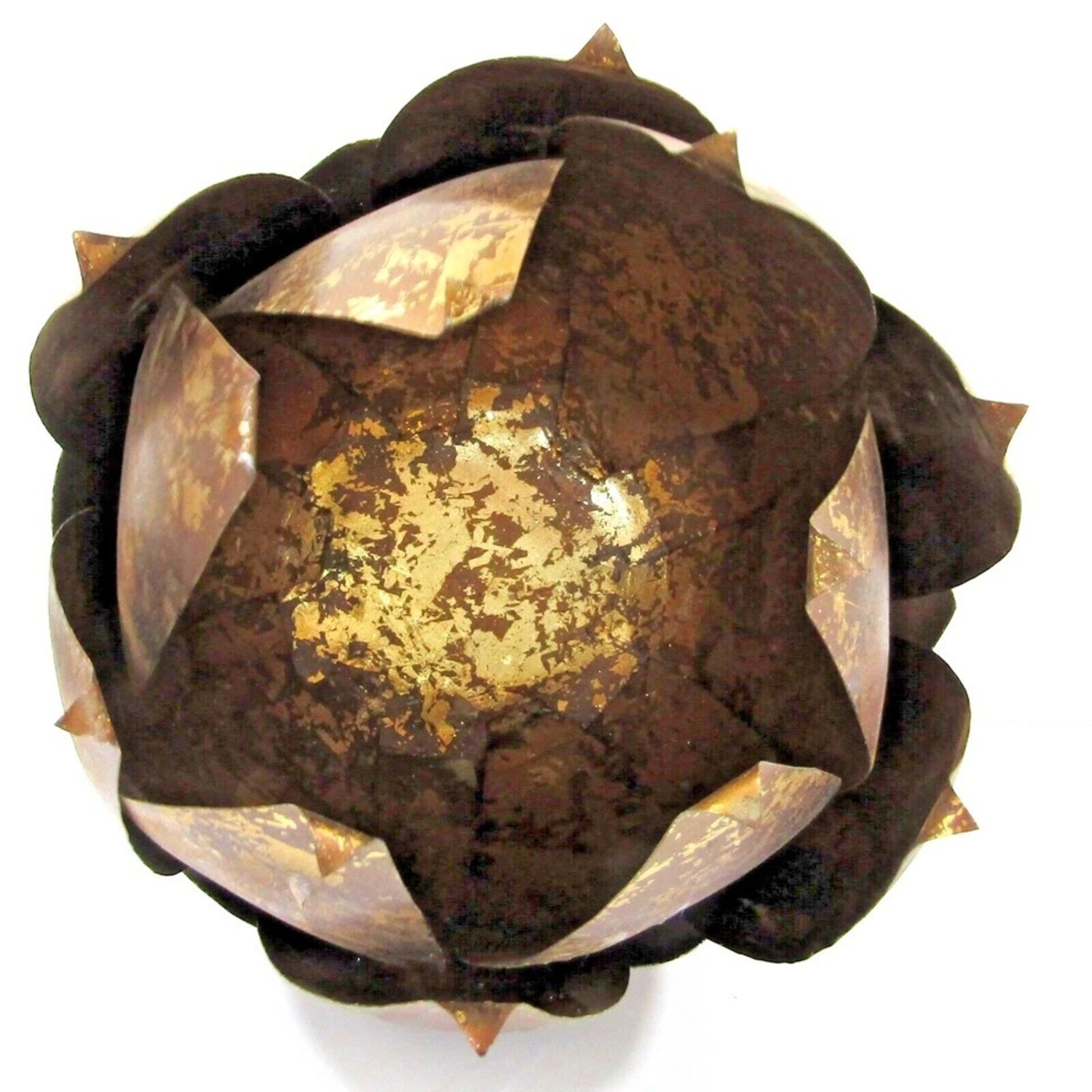 Pair Mid-Century Mod Brass Lotus Candle Holders - image-6