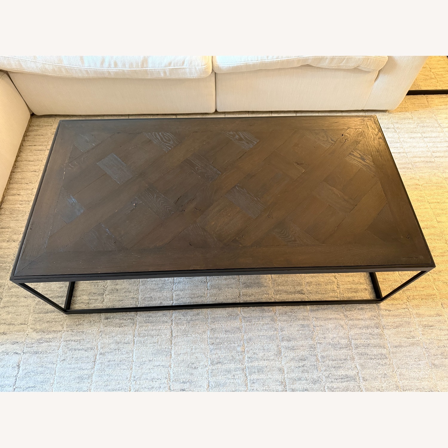Restoration Hardware Reclaimed Russian Oak Parquet Coffee Table - image-3