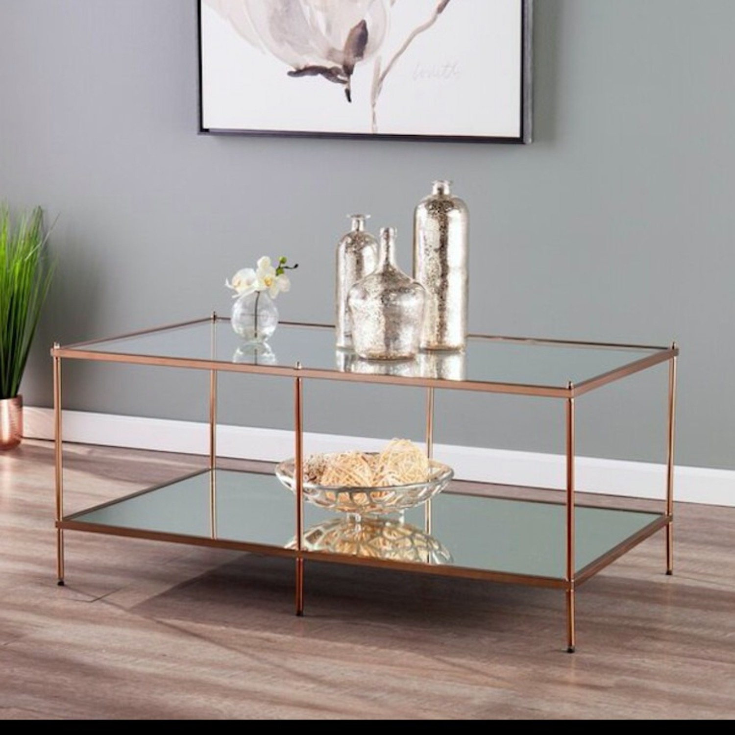 Willa Arlo Interiors Glass Top/Brass Coffee Table - image-2