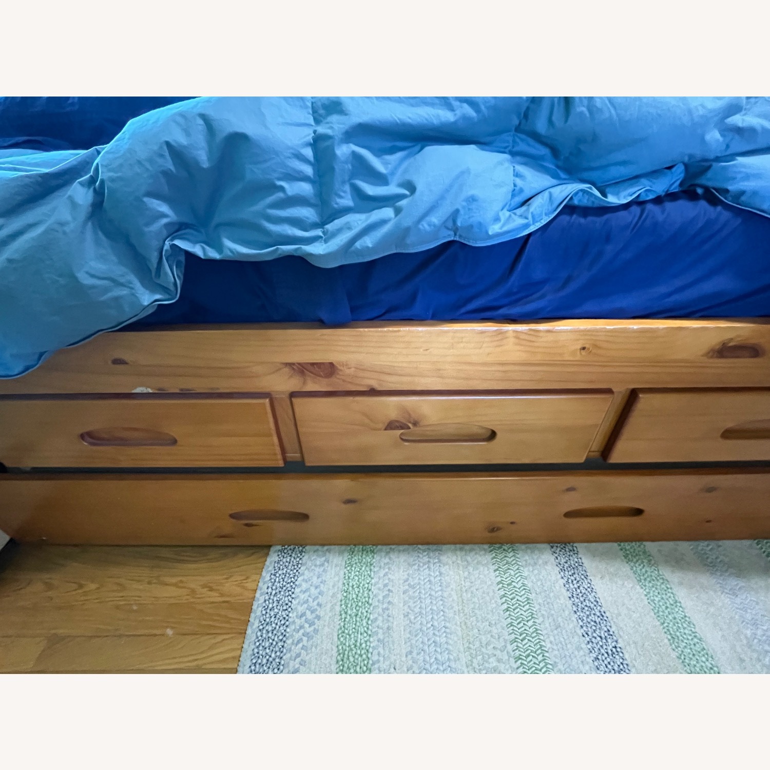 Natural Wood Full Bed with Bookcase and Trundle - image-3