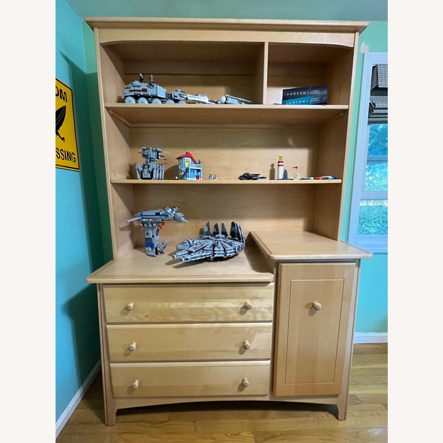 Wood Dresser with Hutch - image-1