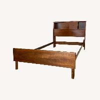 Mid-Century Twin Bedframe With Storage Headboard