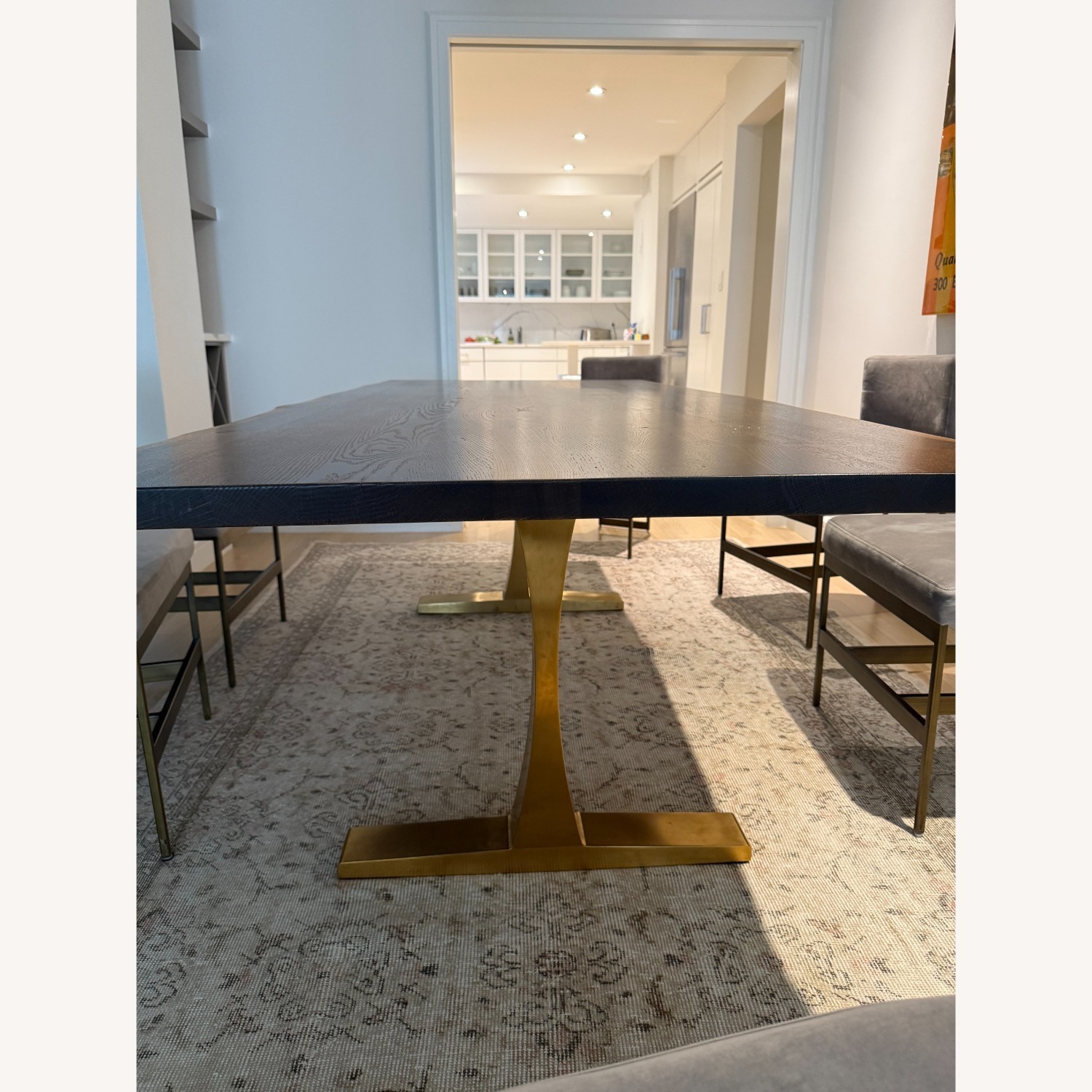 Seared Oak Dining Table with Brushd Gold Base - image-3