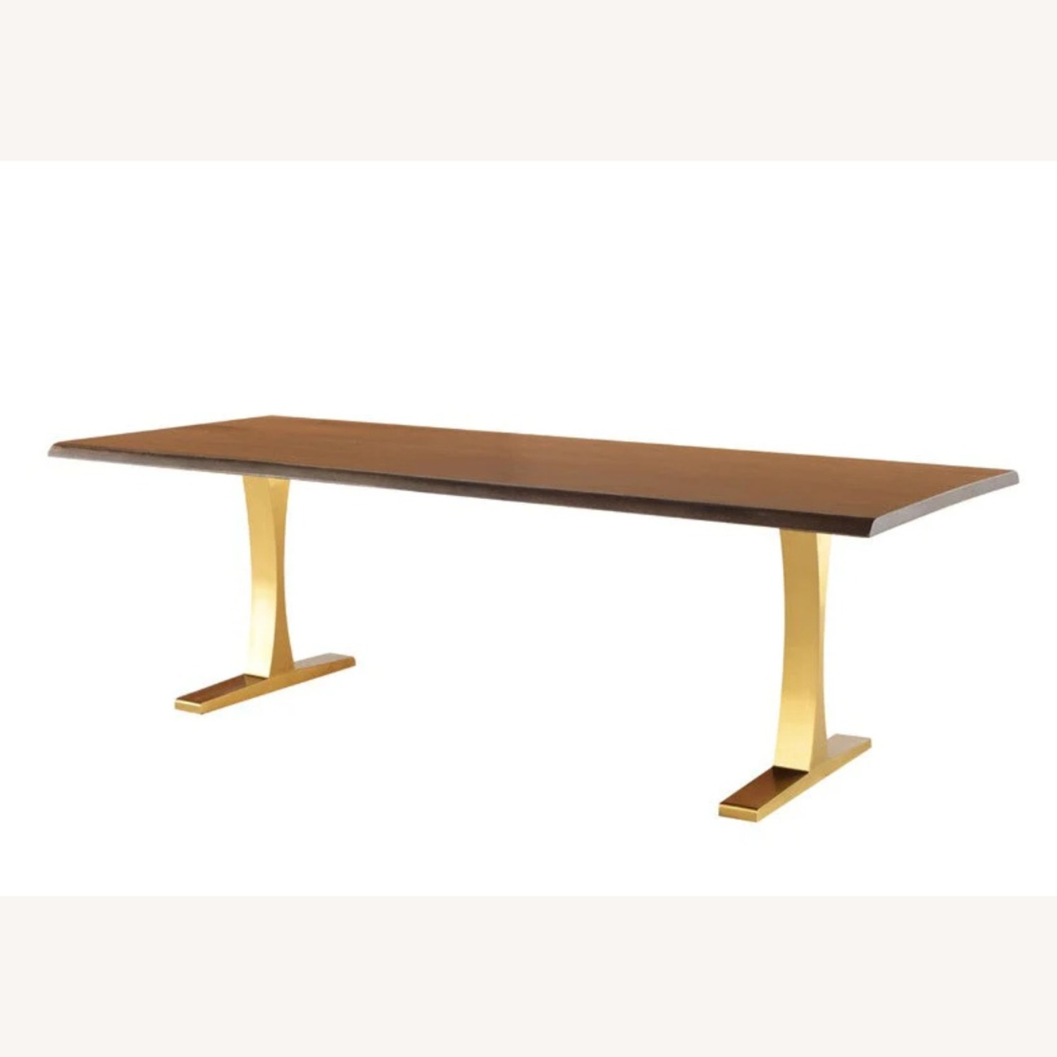 Seared Oak Dining Table with Brushd Gold Base - image-1