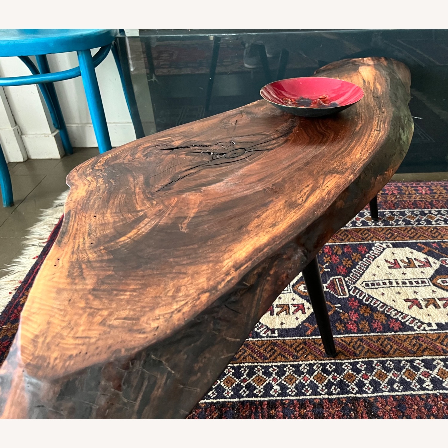 Live Edge Coffee Table Mid Century Style Cherry  - image-5