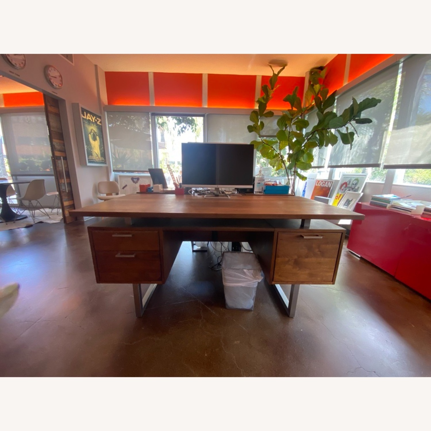 Crate & Barrel Clybourn Mid-Century Modern Walnut Executive Desk - image-3