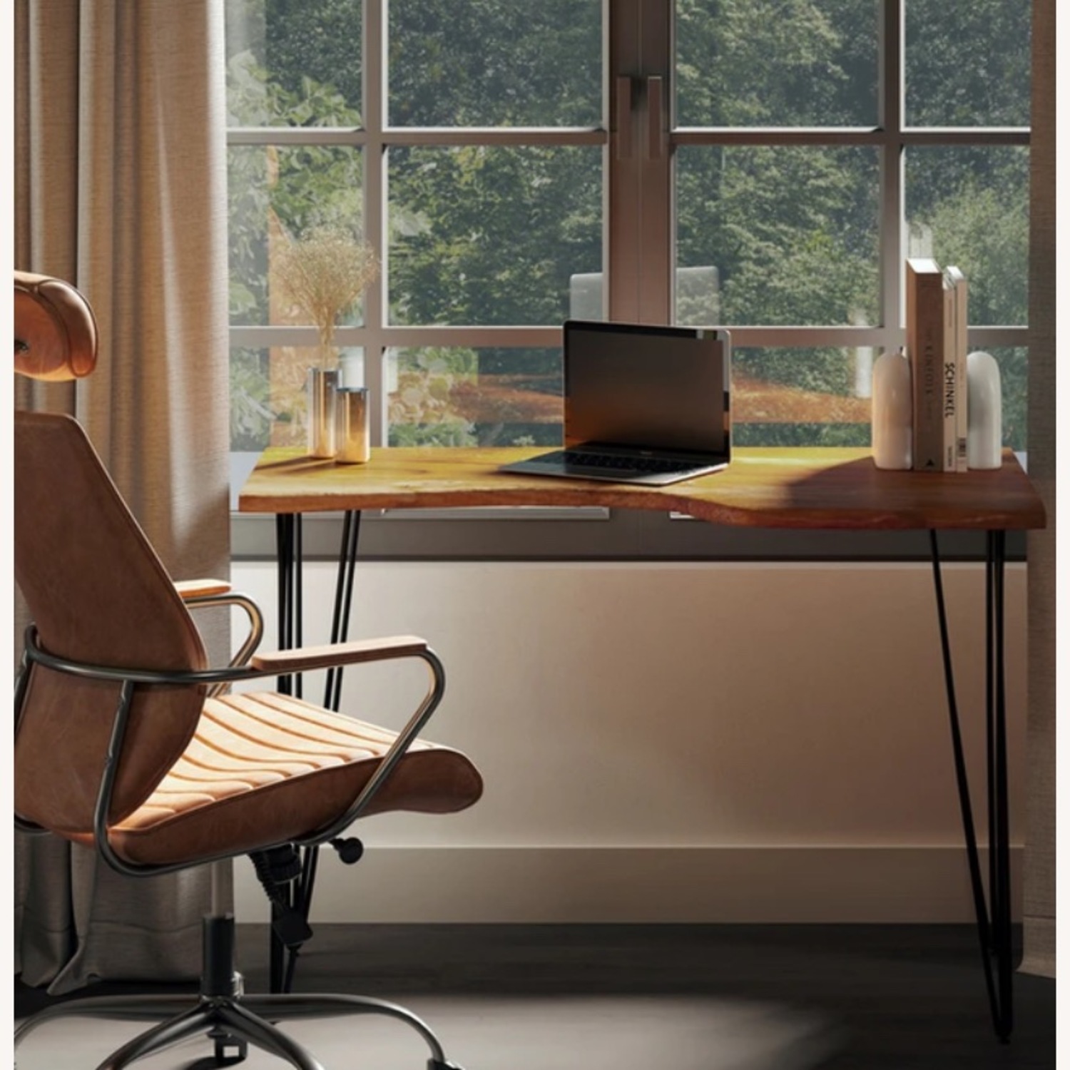 Sleek Modern Wooden Desk with Rustic Charm - image-1