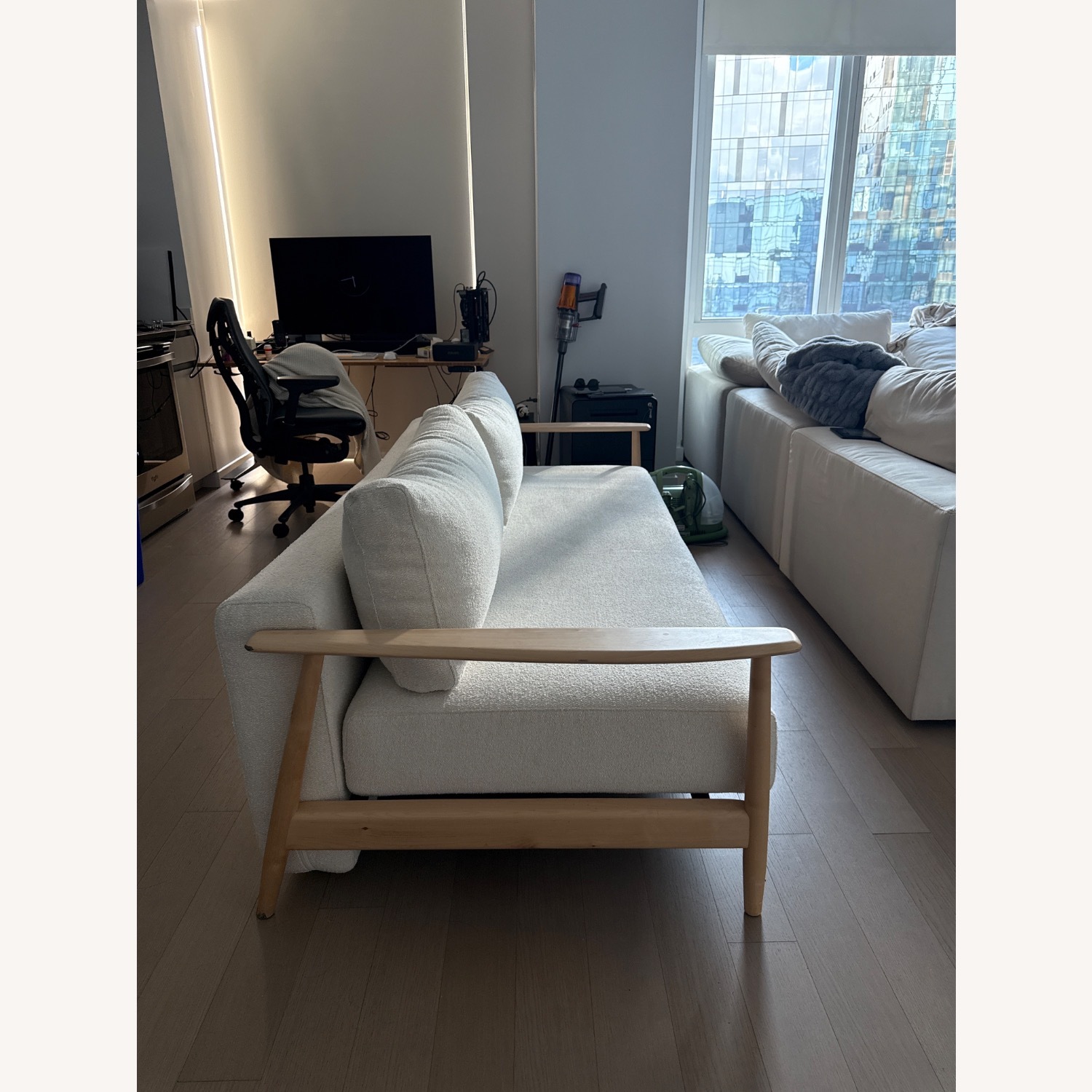 CB2 Una Ivory Boucle 84” Sleeper Sofa - image-2