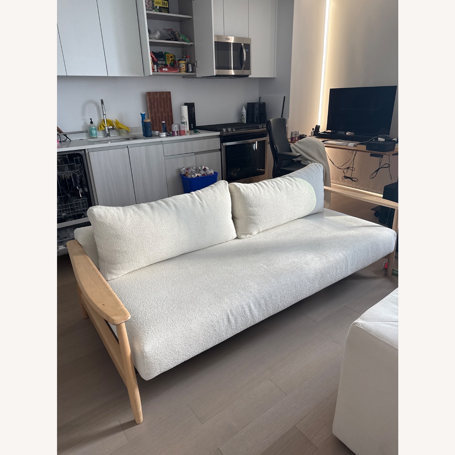 CB2 Una Ivory Boucle 84” Sleeper Sofa - image-1