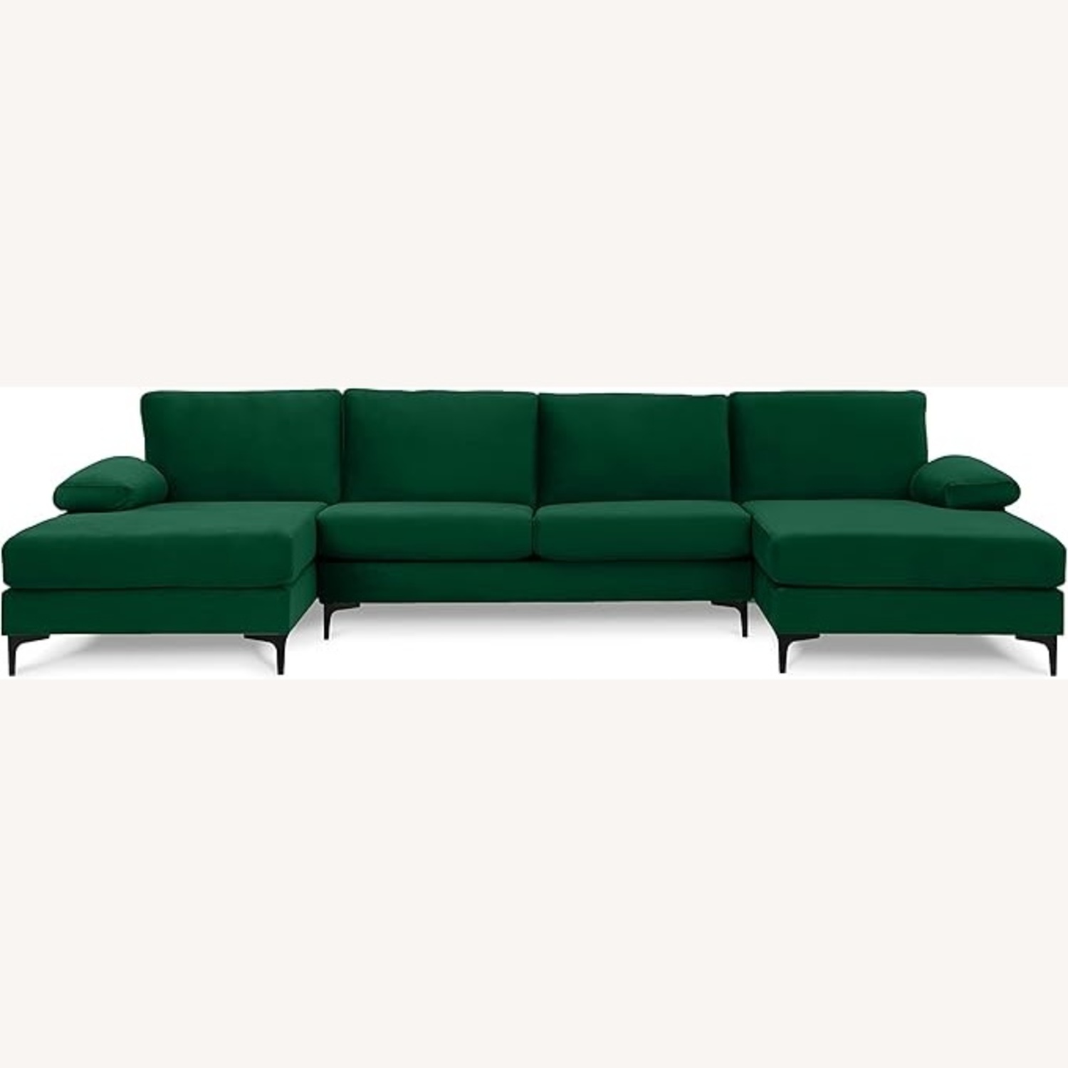 Velvet Green U-Shaped Sectional - image-0
