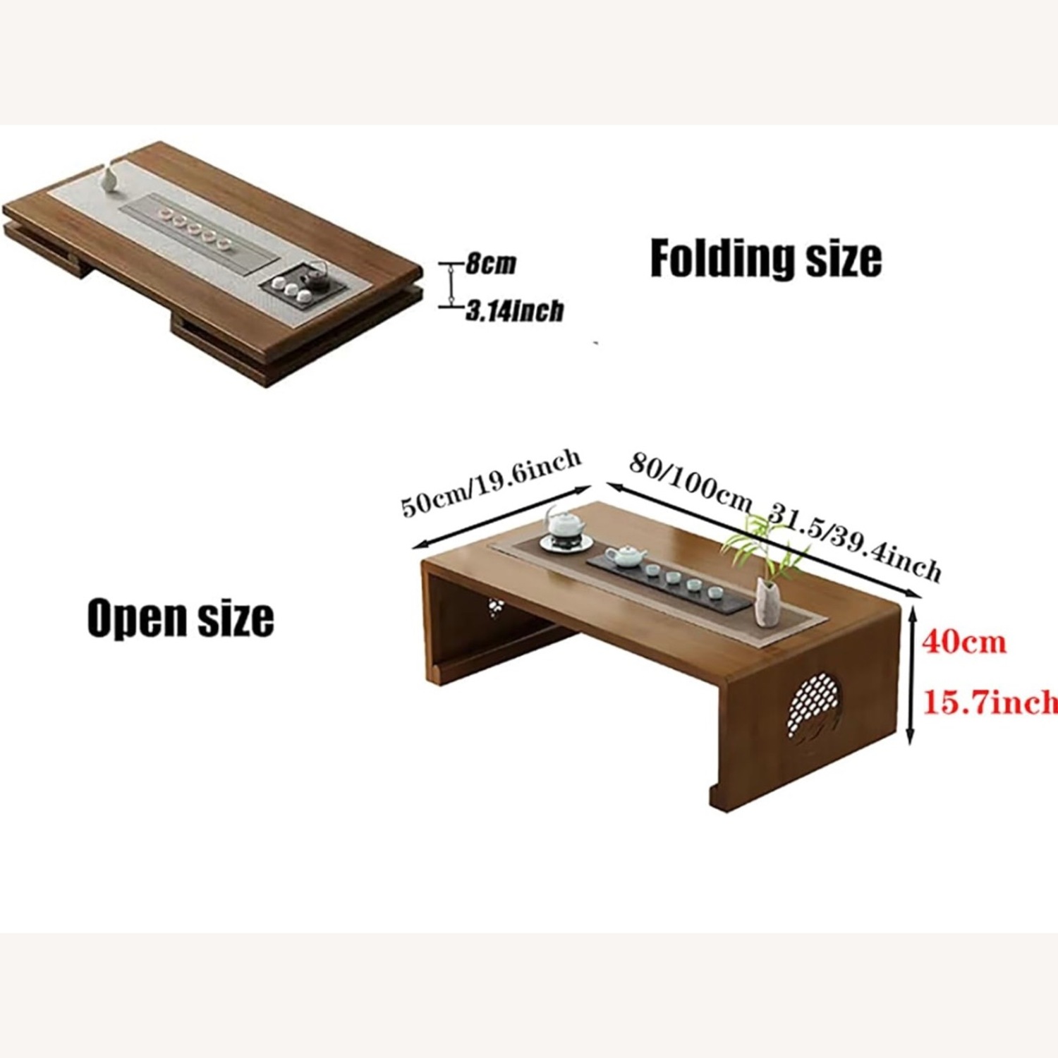 Japanese Inspired Folding Coffee Table - image-1