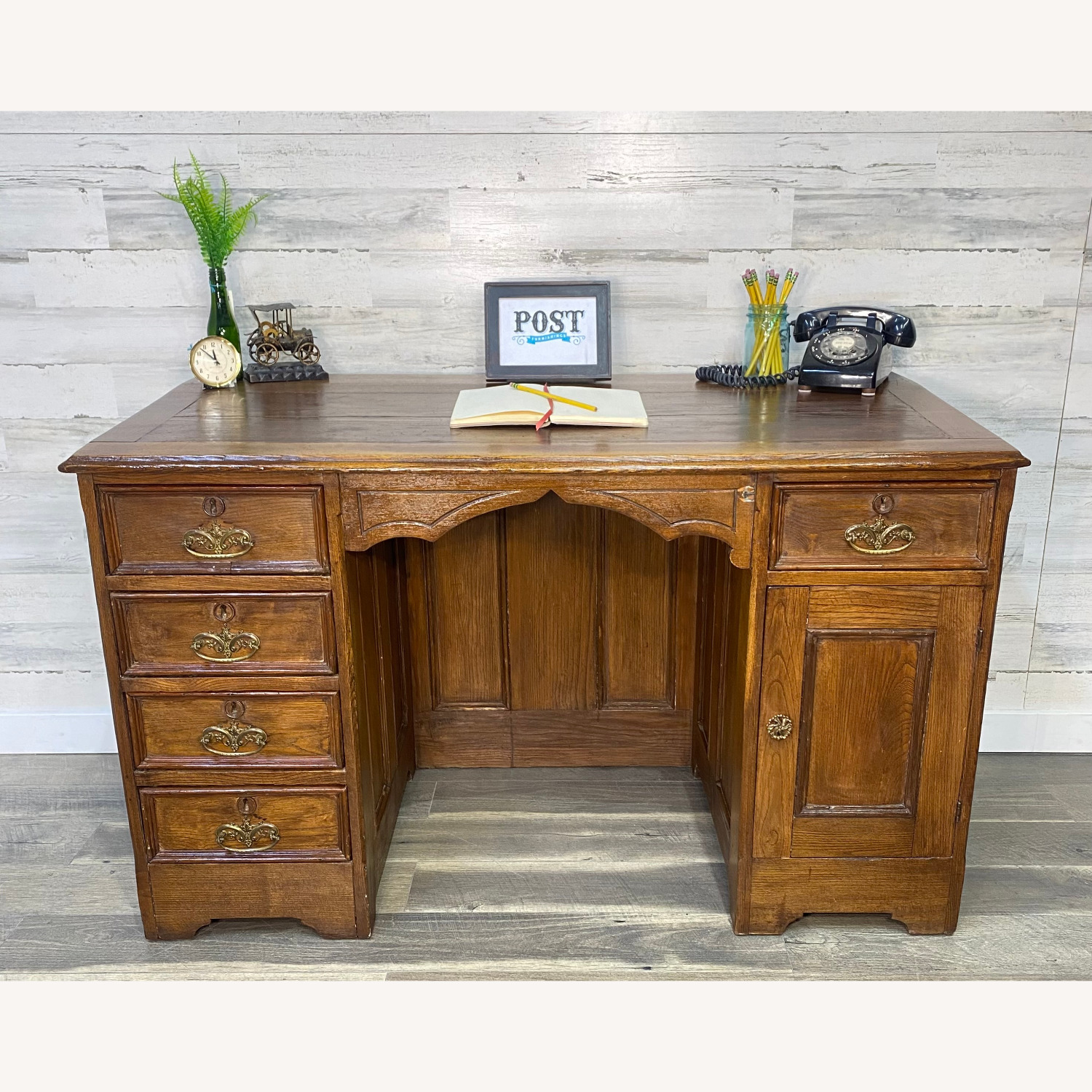 Antique Solid Wood Writing Desk - image-2