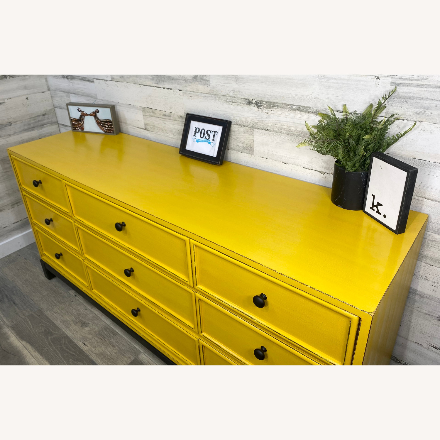 dresser yellow SOLD! Neon Dresser| Console| 9 Drawer| credenza| large metal knobs Available in Bone Yellow gingham 4 drawer dresser
