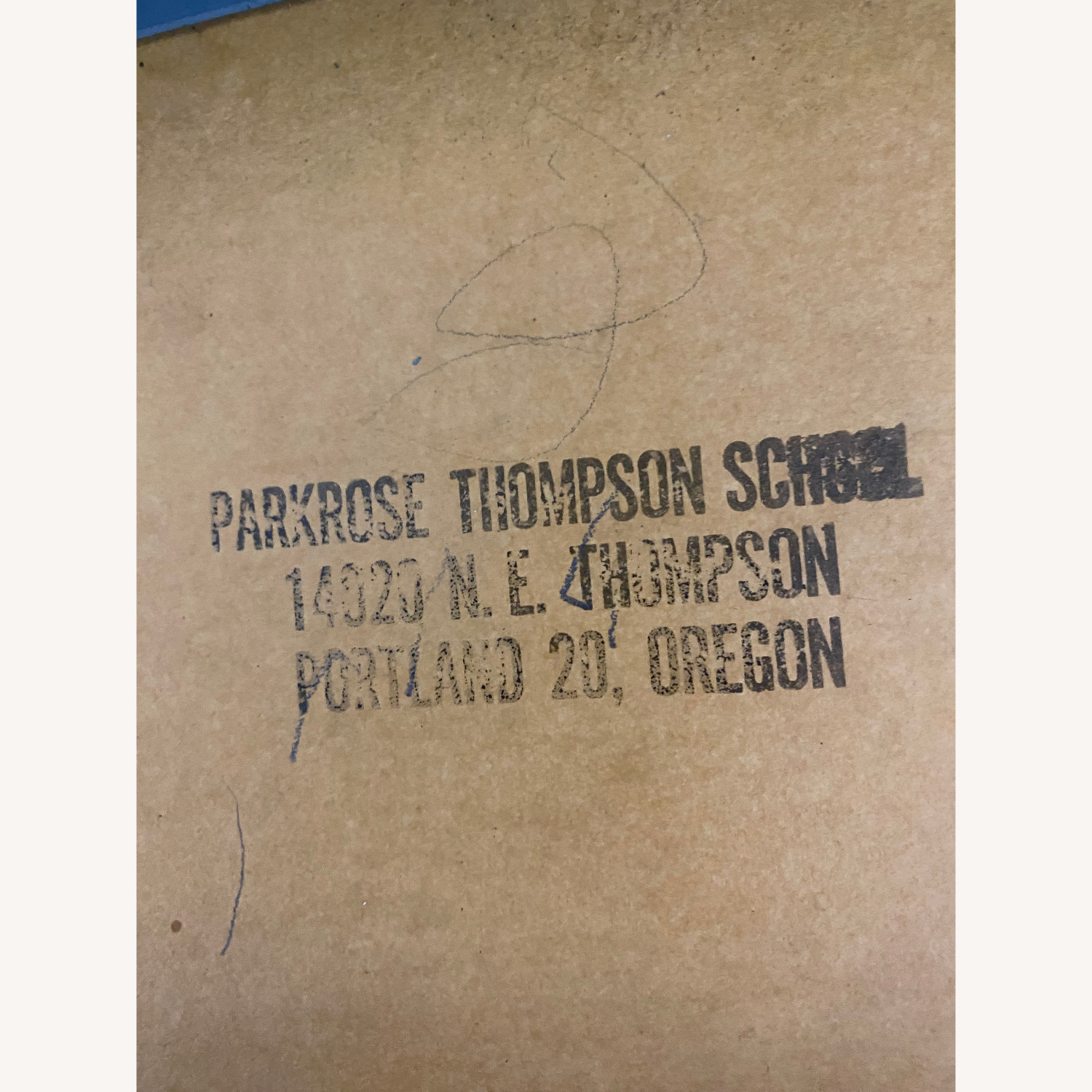 Mid Century Metal Teachers Desk Pink & Blue - image-15