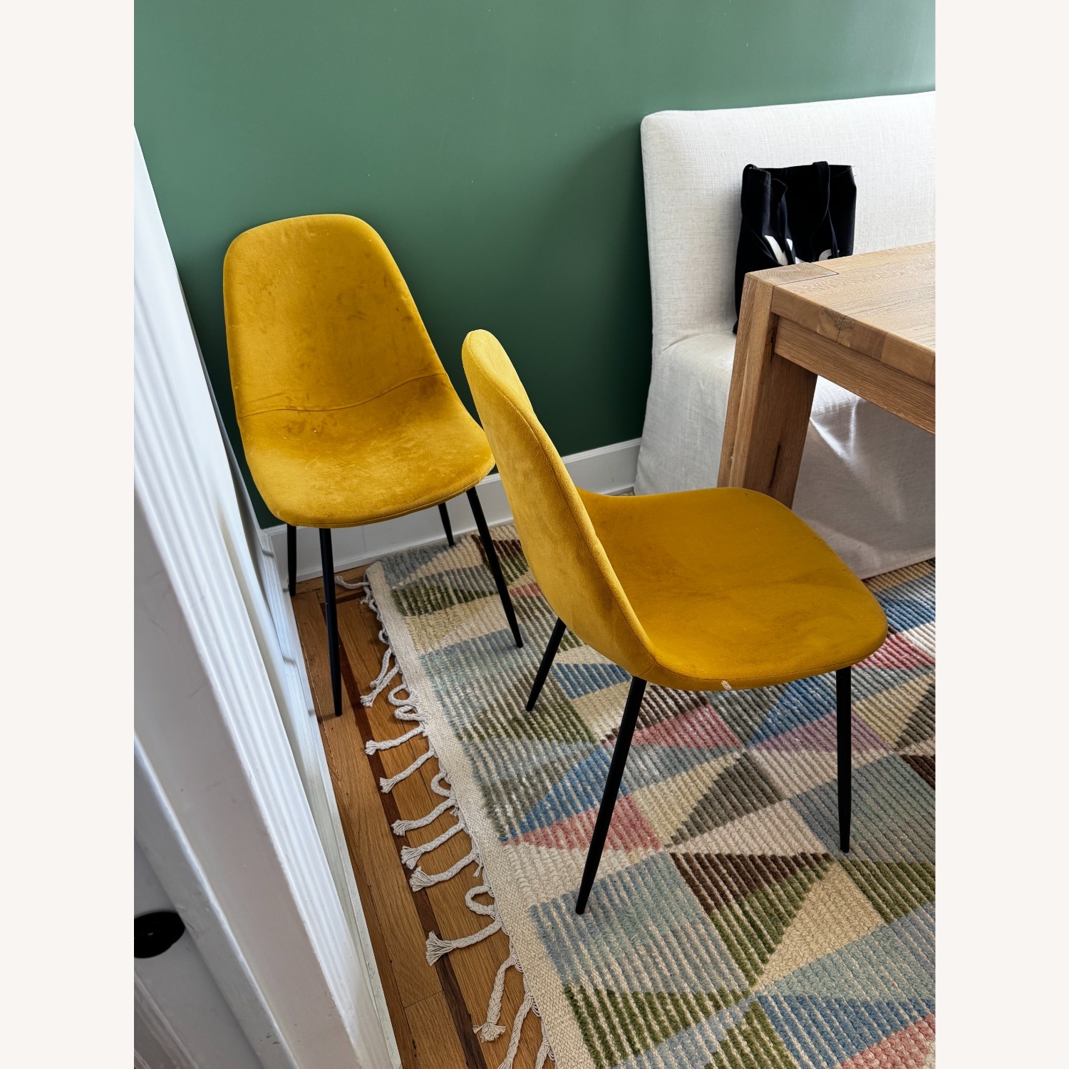 Wayfair George Oliver 4 Yellow Velvet Chairs - image-2