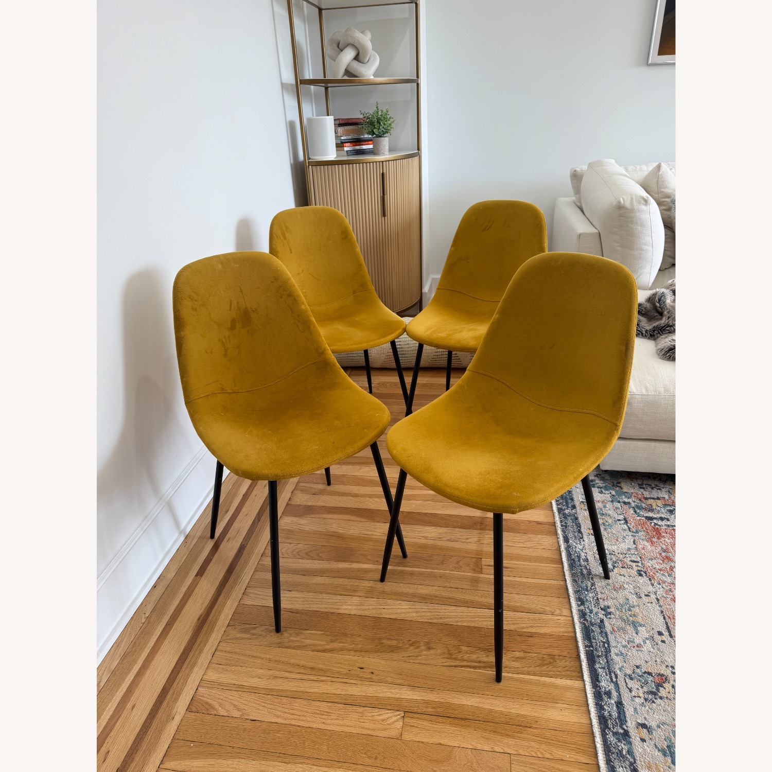 Wayfair George Oliver 4 Yellow Velvet Chairs - image-1