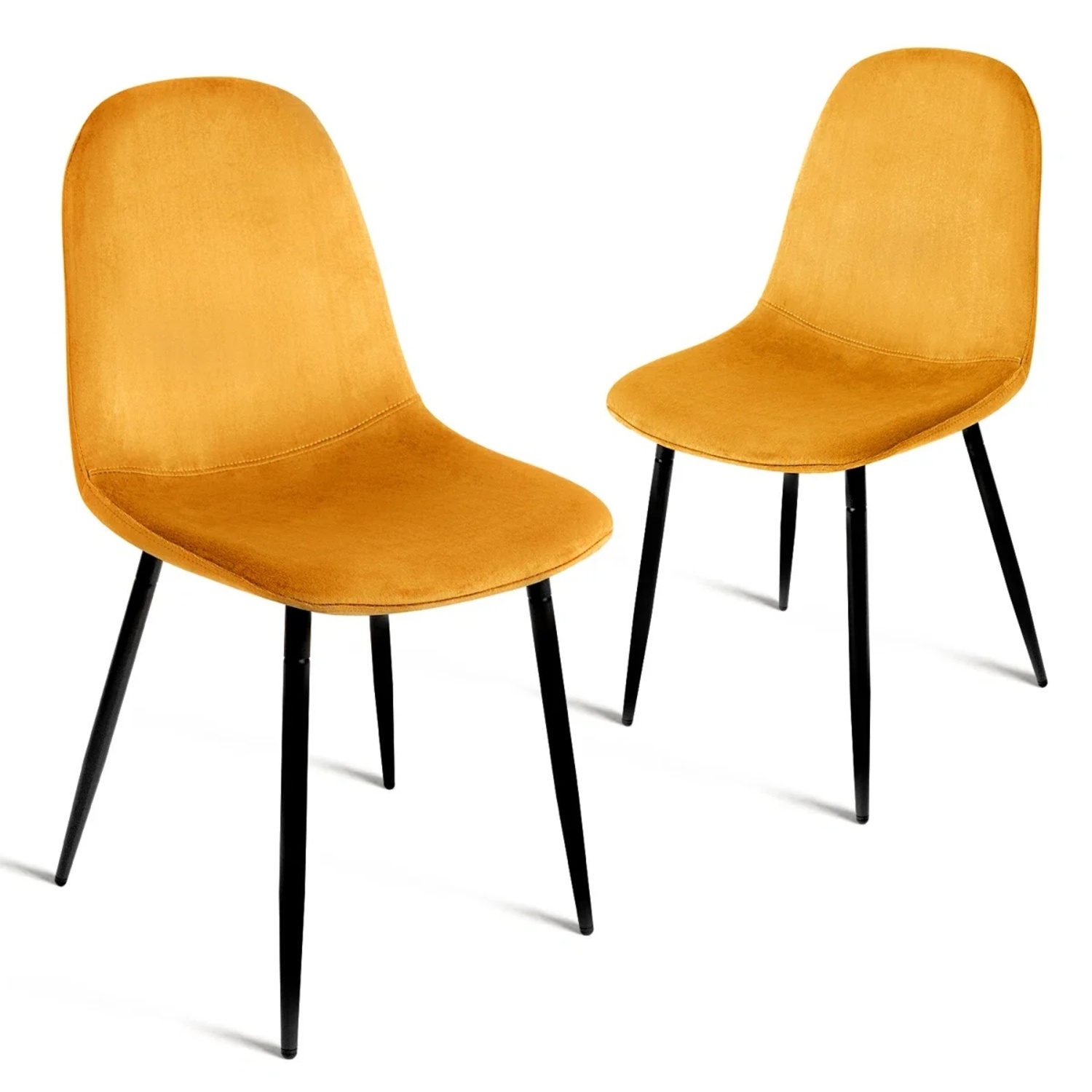 Wayfair George Oliver 4 Yellow Velvet Chairs - image-4