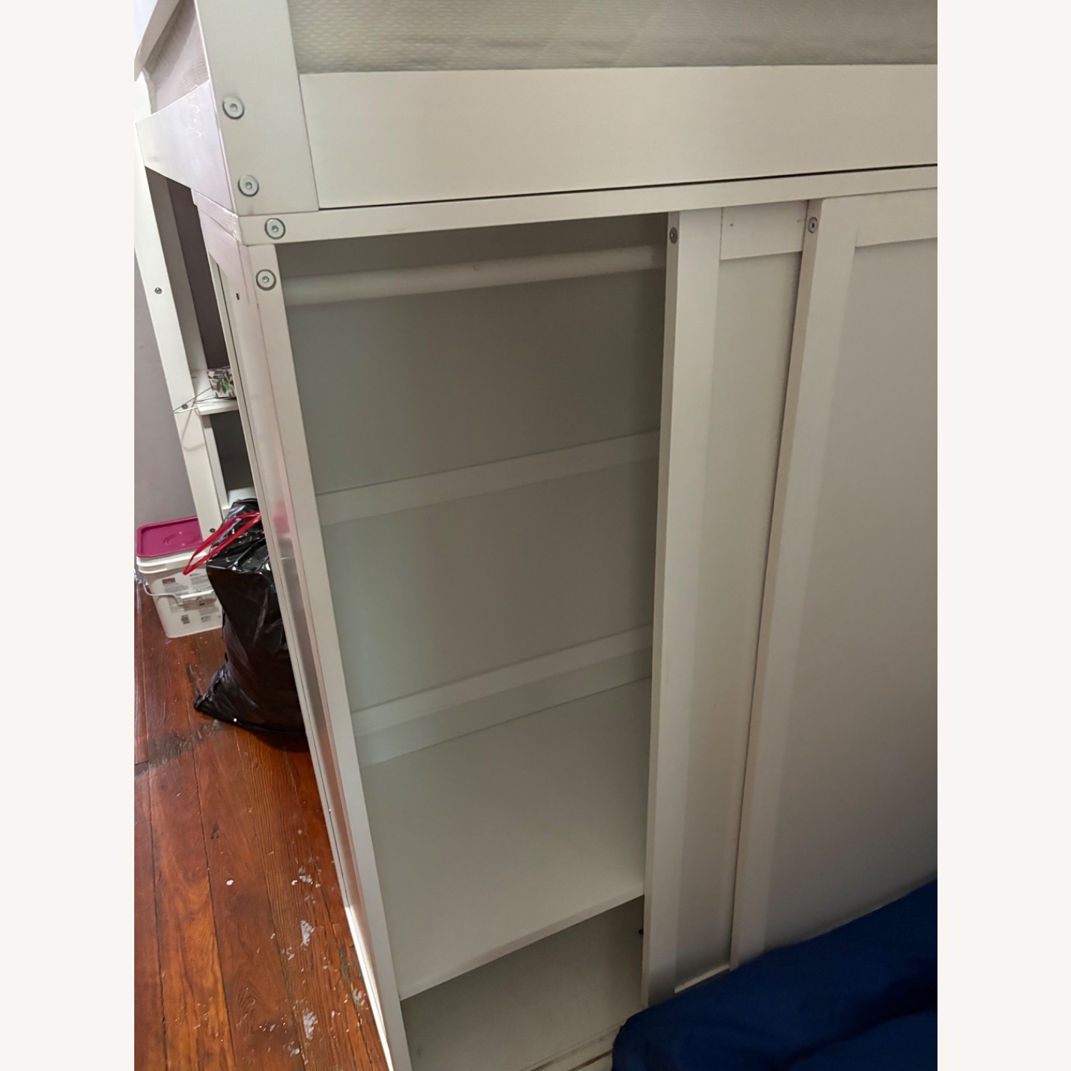 Wood Loft Bed with Wardrobes, Desk and 2 Drawers - image-3