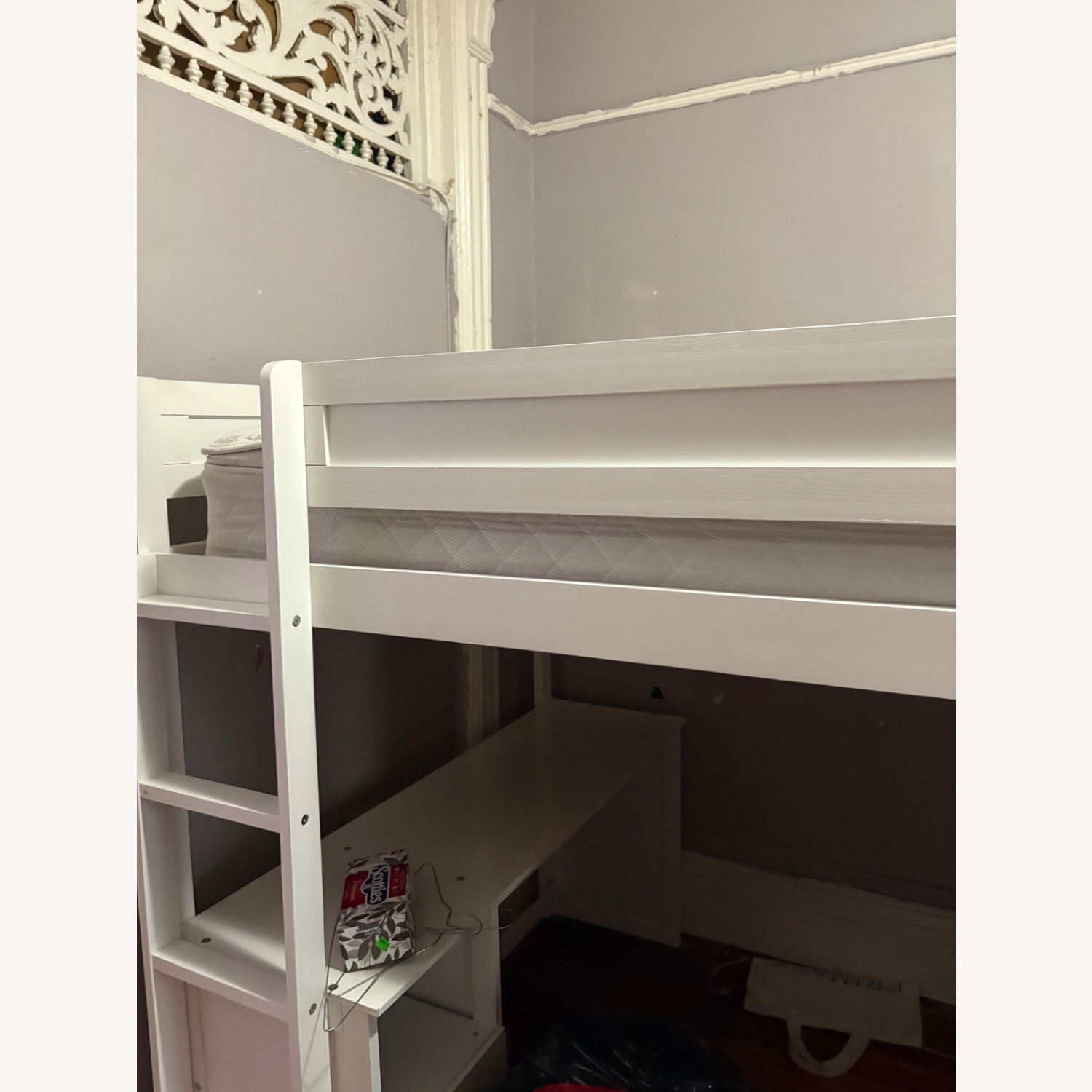 Wood Loft Bed with Wardrobes, Desk and 2 Drawers - image-5