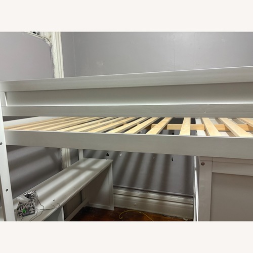 Used Wood Loft Bed with Wardrobes, Desk and 2 Drawers for sale on AptDeco