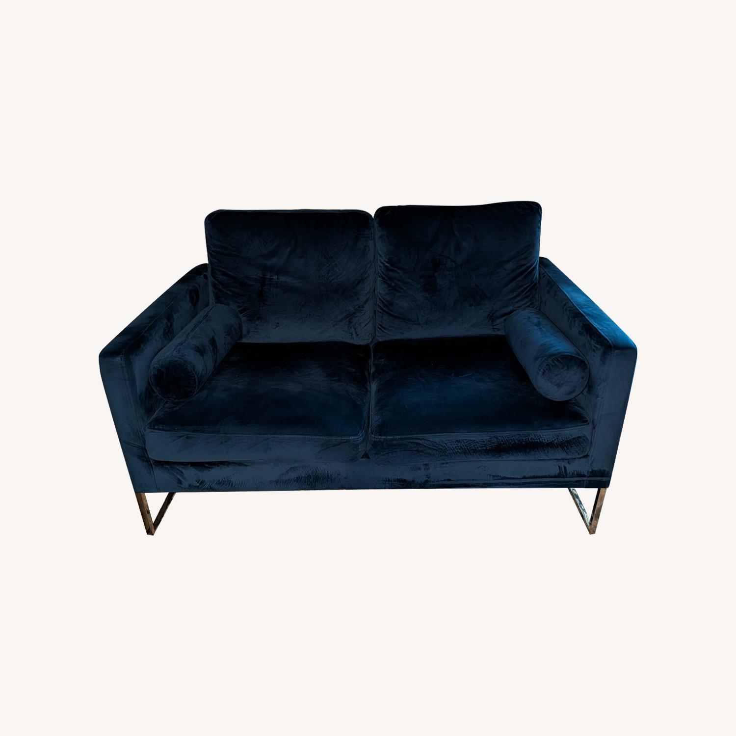 Velvet Loveseat With Gold Chrome - image-0