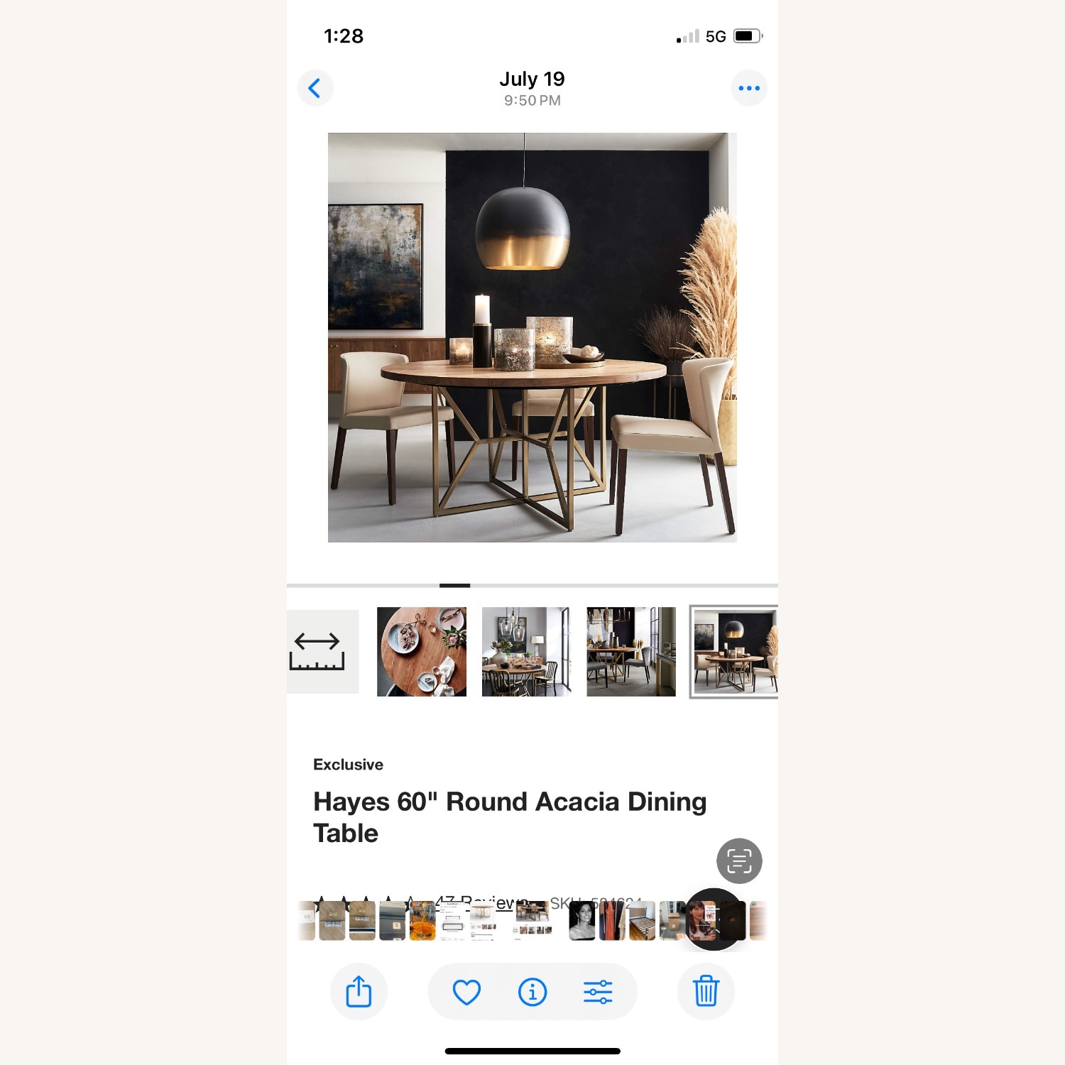 Crate & Barrel Hayes 60" Dining Table - image-1