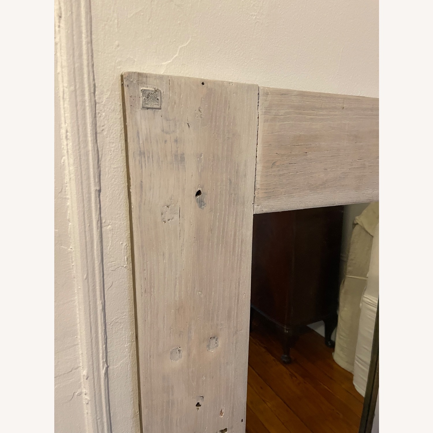 Shabby Chic White Wash Wooden Mirror - image-3