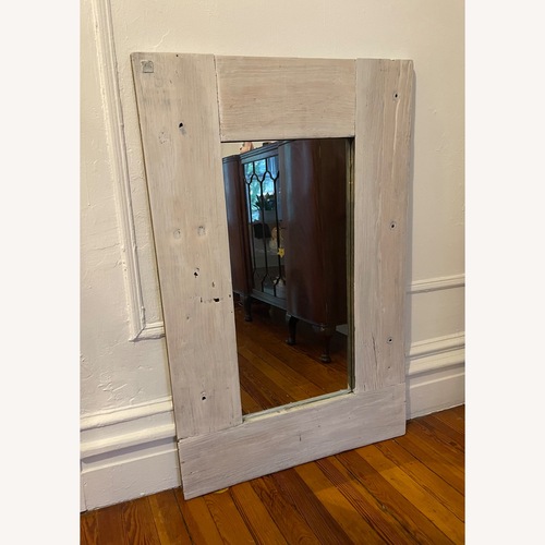 Used Shabby Chic White Wash Wooden Mirror for sale on AptDeco