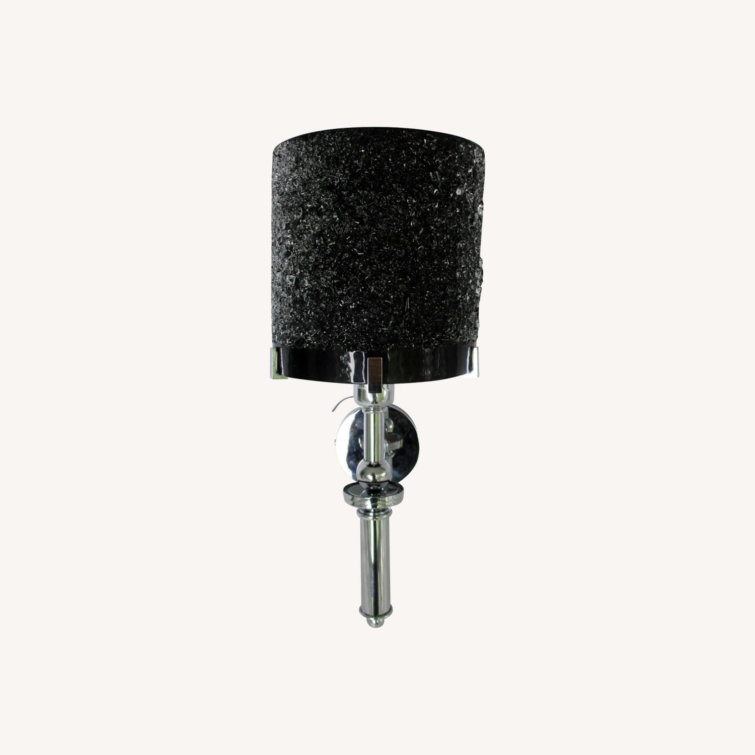 Murano Glass Black Ice Chrome Wall Sconce - image-0