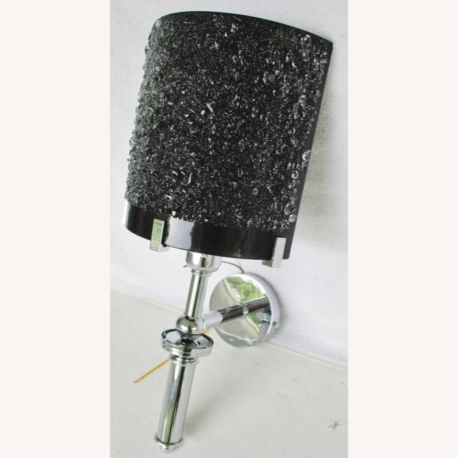 Murano Glass Black Ice Chrome Wall Sconce - image-3