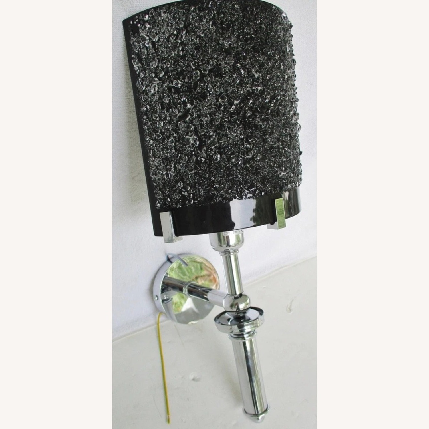 Murano Glass Black Ice Chrome Wall Sconce - image-2