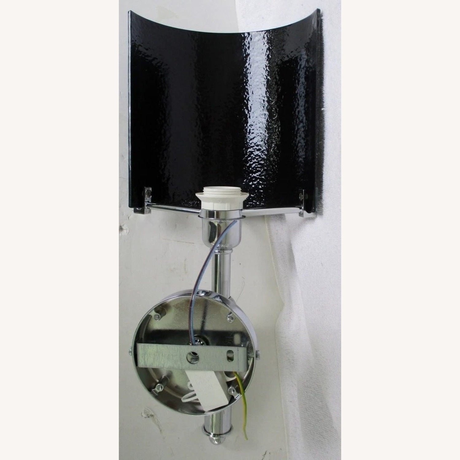 Murano Glass Black Ice Chrome Wall Sconce - image-8