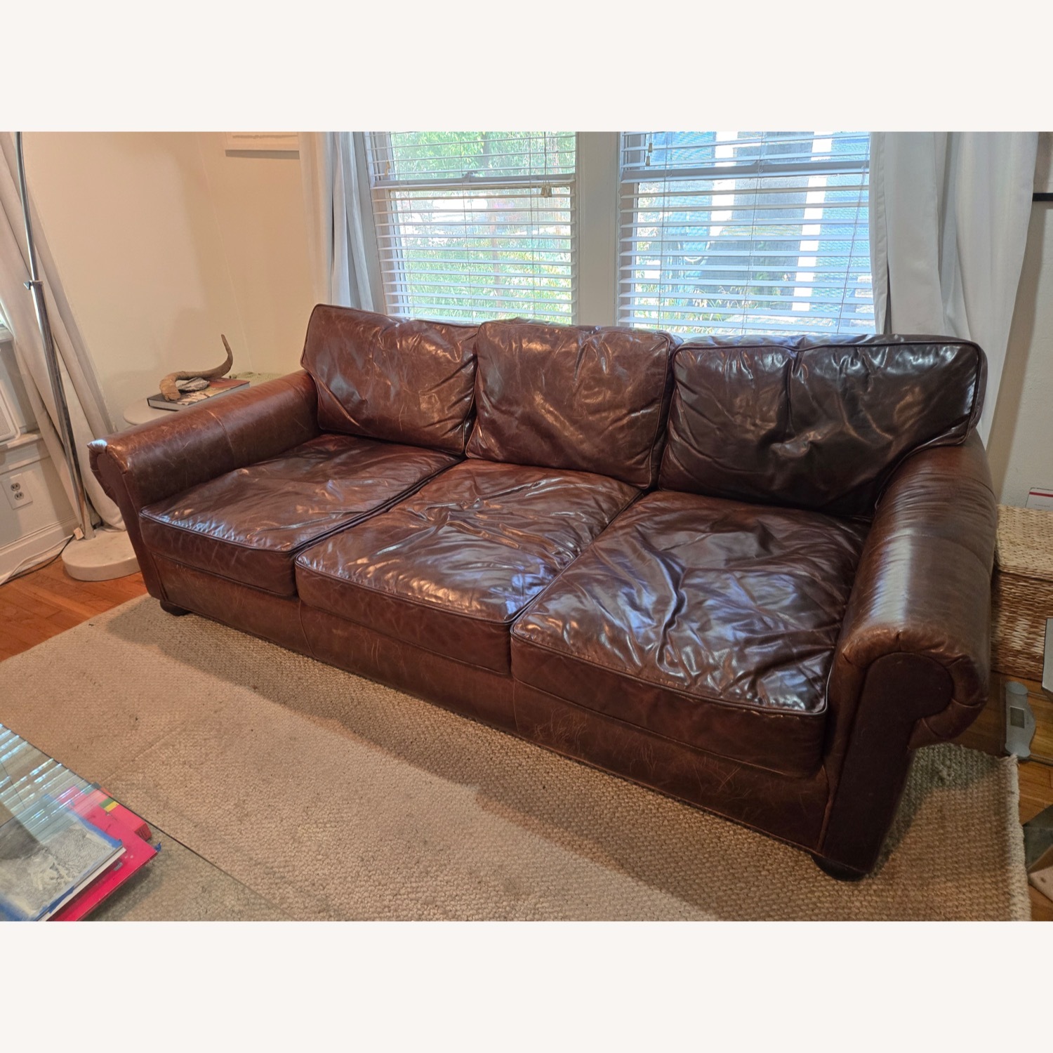 Restoration Hardware Lancaster Leather Sofa - image-8