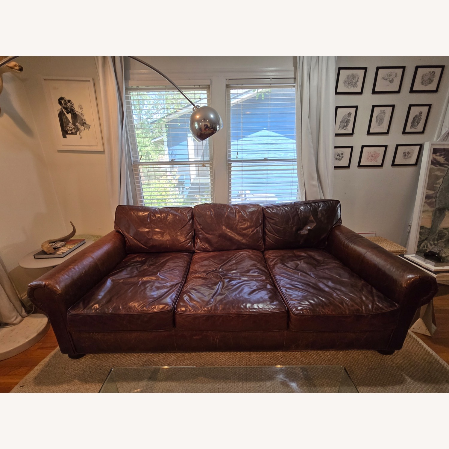 Restoration Hardware Lancaster Leather Sofa - image-5