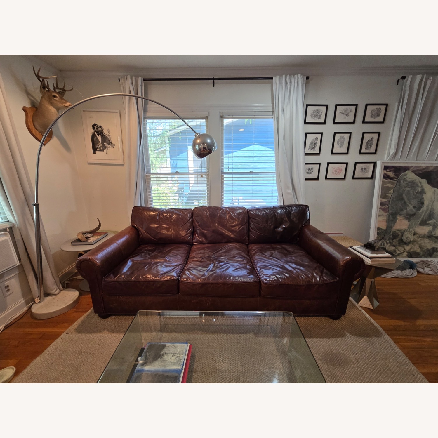 Restoration Hardware Lancaster Leather Sofa - image-3