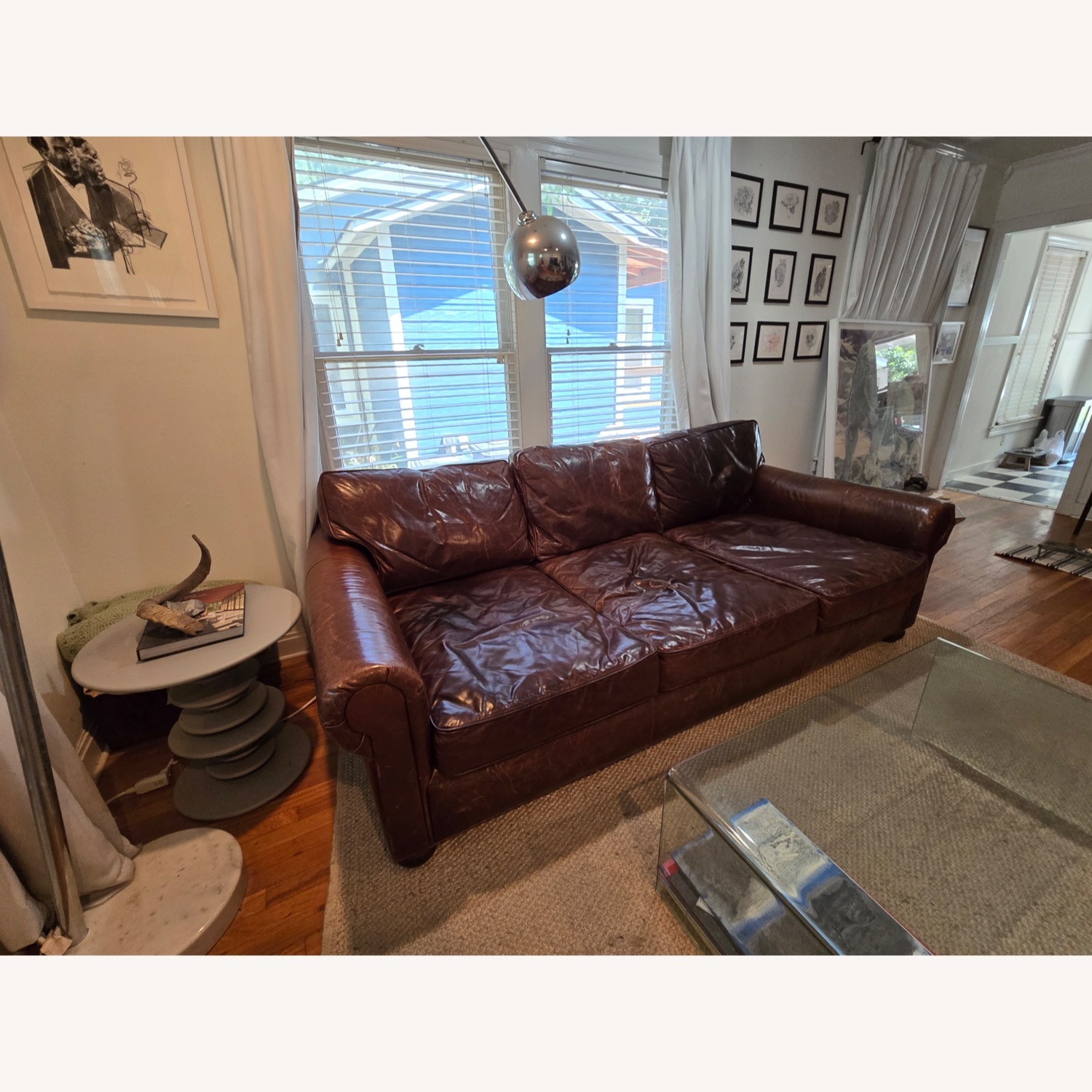 Restoration Hardware Lancaster Leather Sofa - image-6