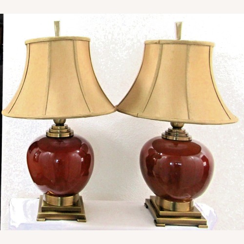 Used Uttermost Daviel Oxblood Red Pair of Table Lamps for sale on AptDeco