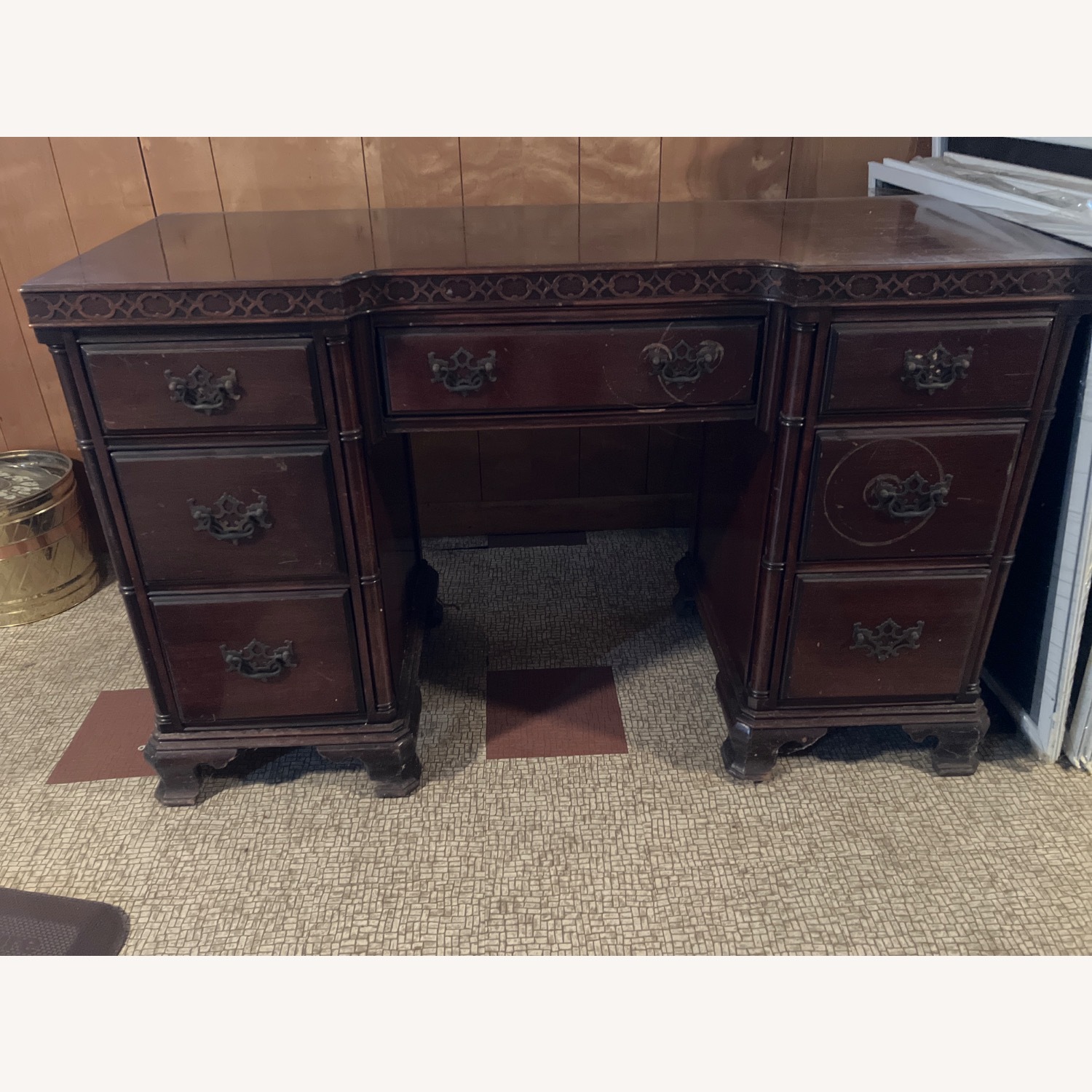 Vintage Desk with 7 Drawers - image-1