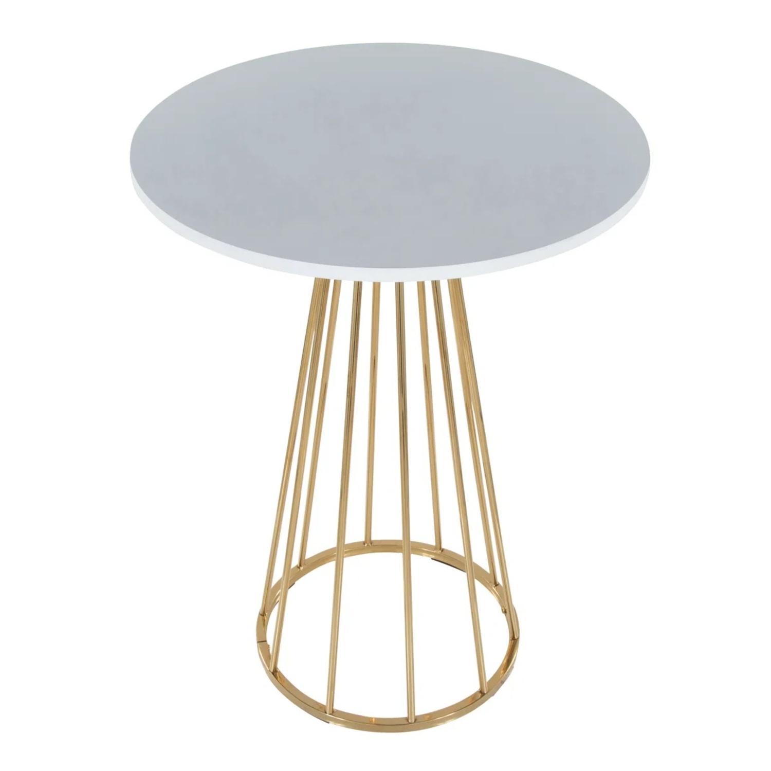 White Round Counter Height Table with Gold Base - image-7
