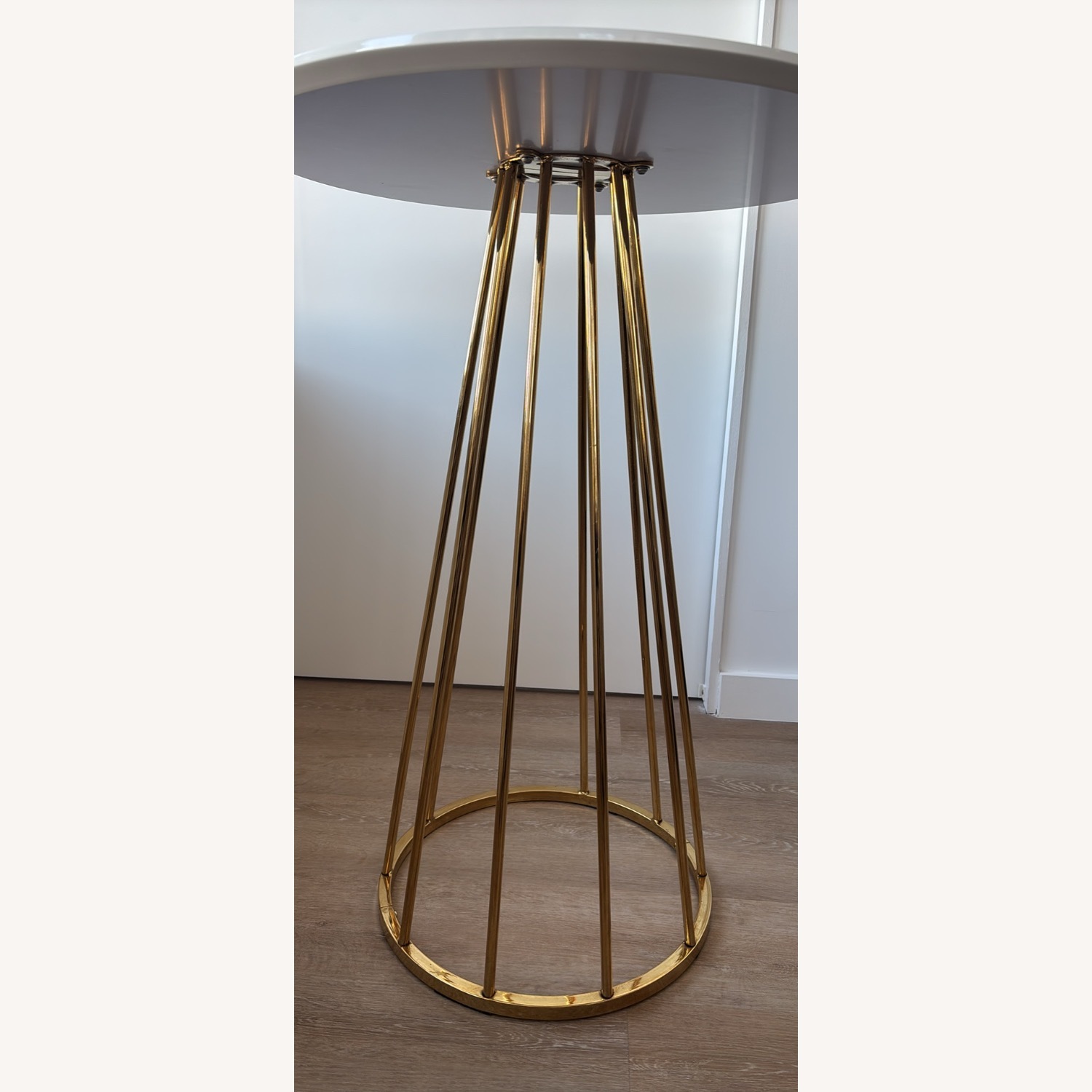 White Round Counter Height Table with Gold Base - image-3
