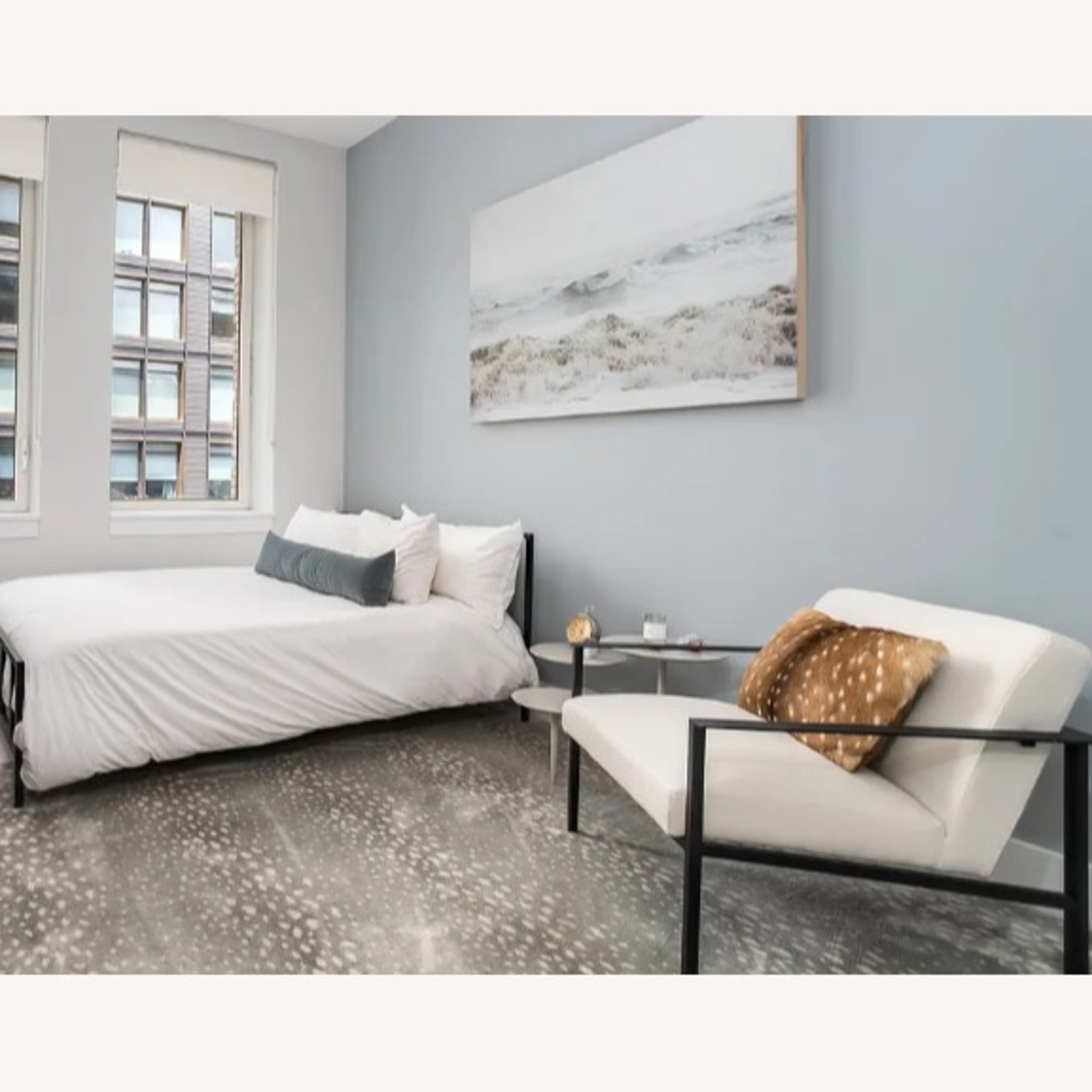 CB2 Cue Chair, White with Black Metal - image-3