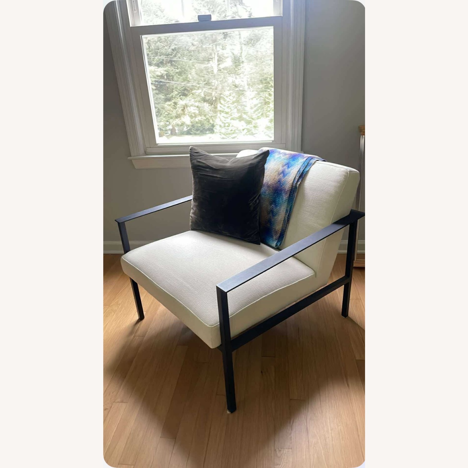 CB2 Cue Chair, White with Black Metal - image-6