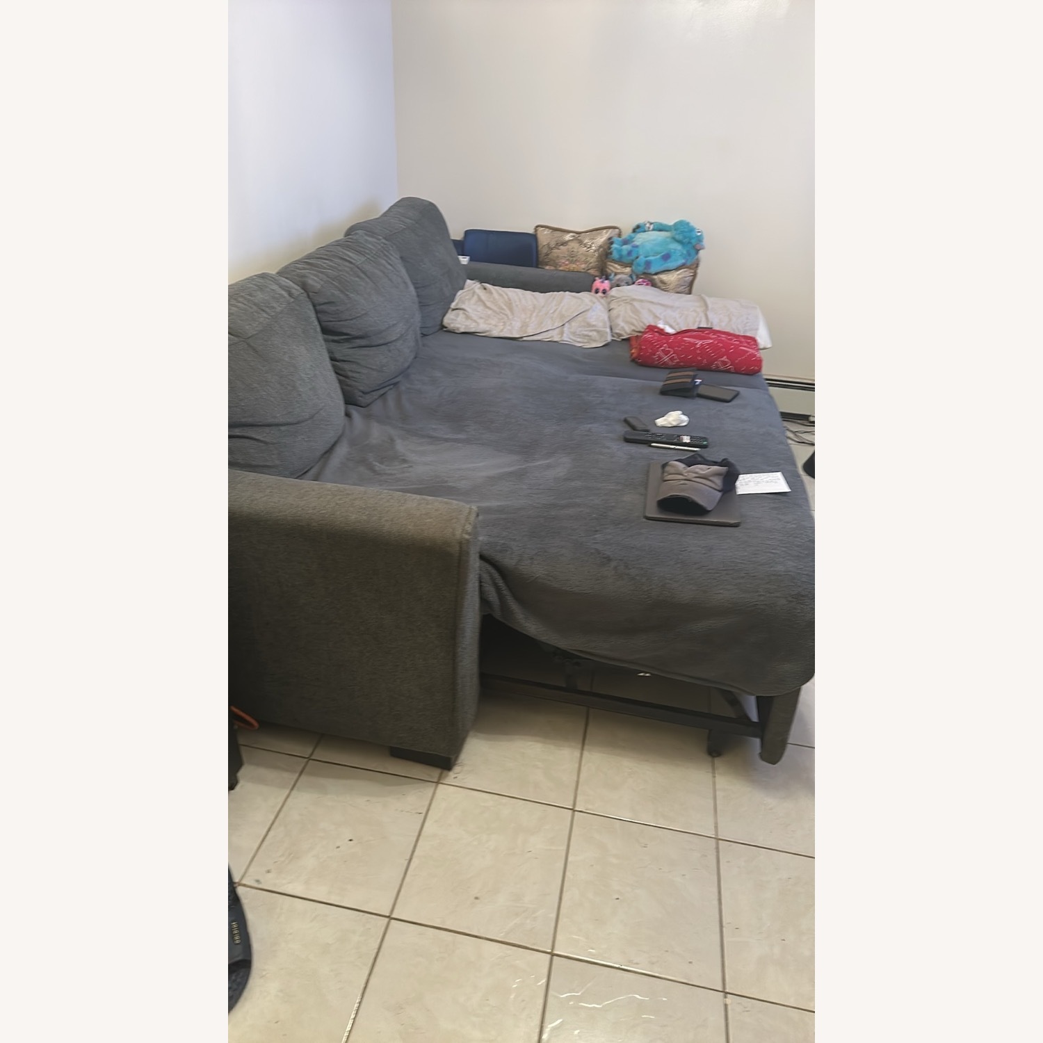 Grey Sectional Sleeper Sofa - image-3
