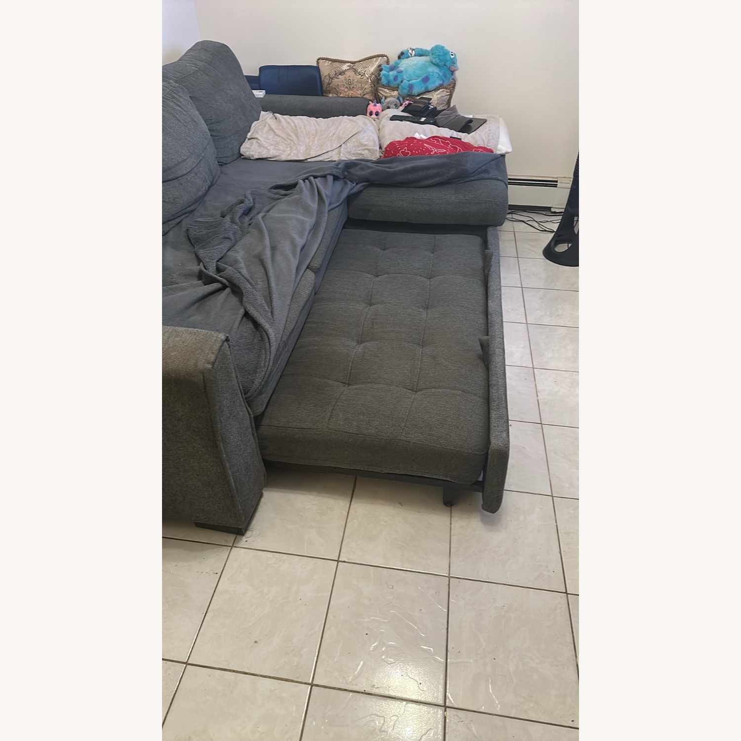 Grey Sectional Sleeper Sofa - image-2