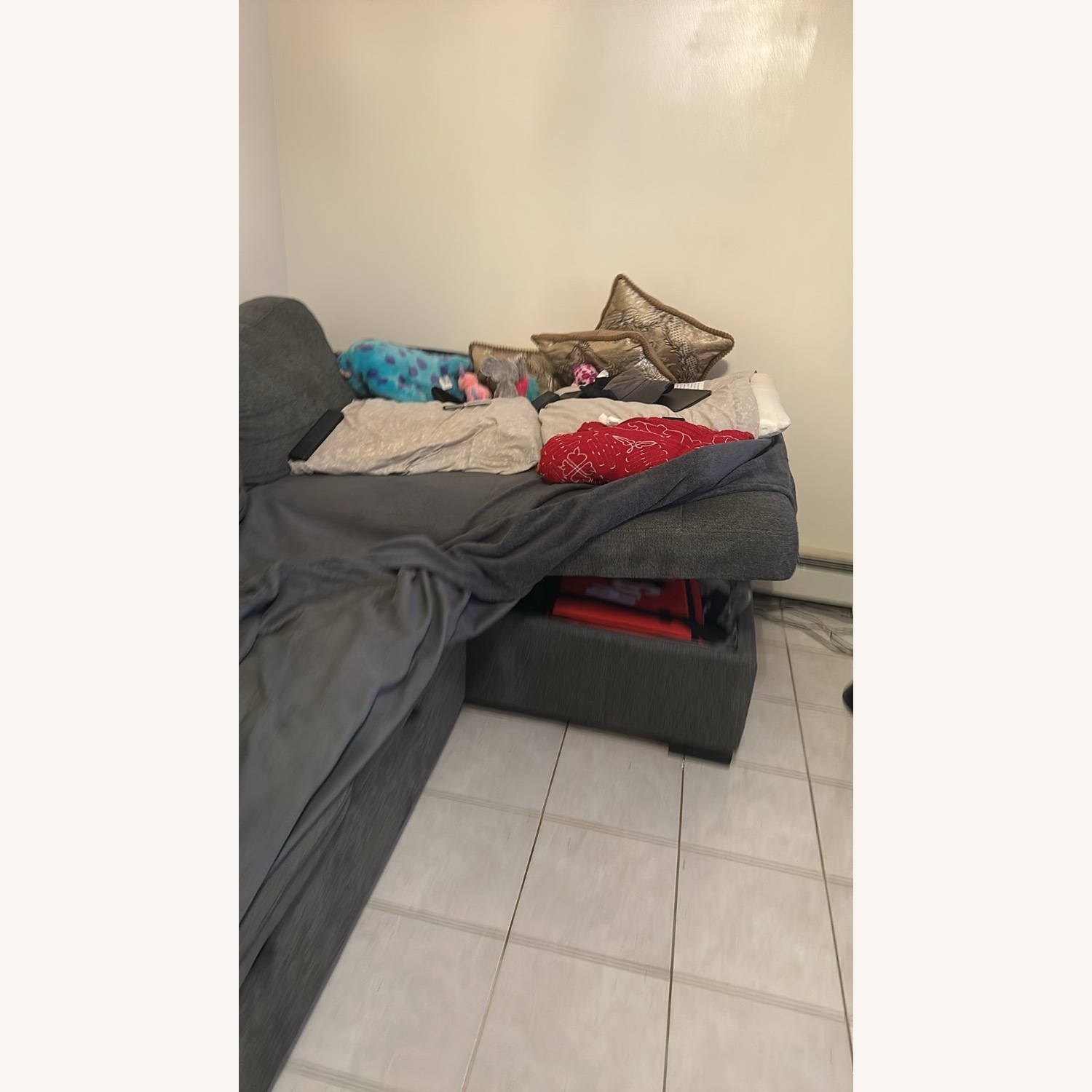 Grey Sectional Sleeper Sofa - image-4