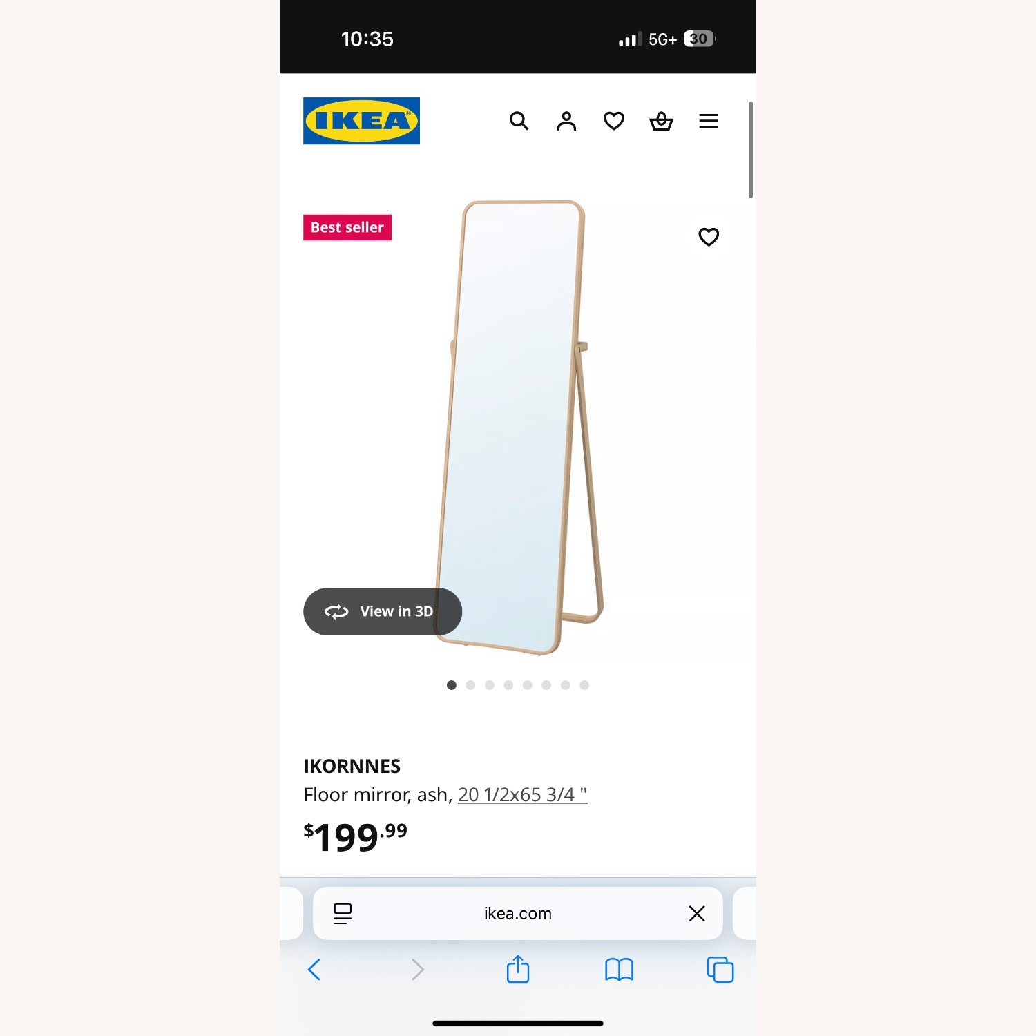 IKEA IKORNNES Wood Floor Mirror - image-4