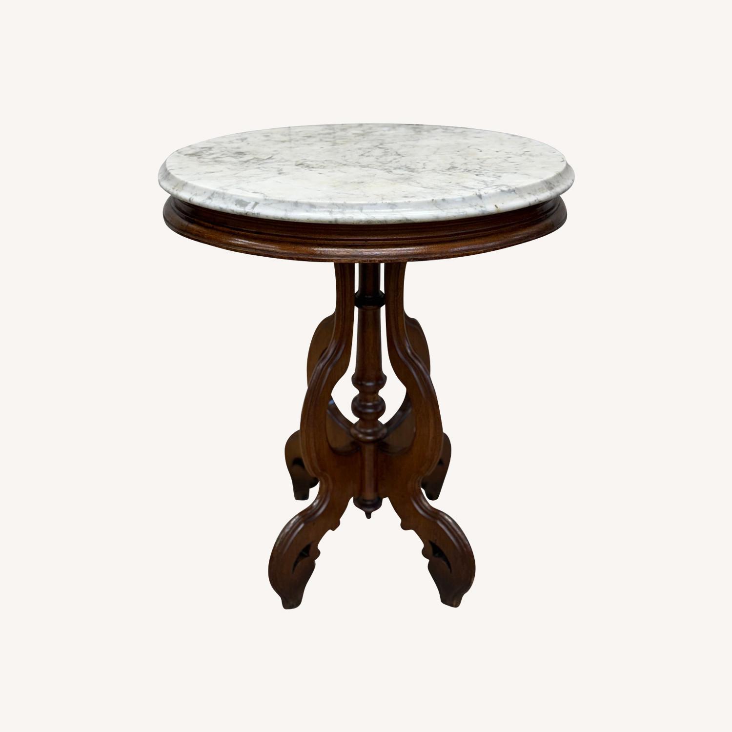 Antique Victorian Marble Top End Table - image-0
