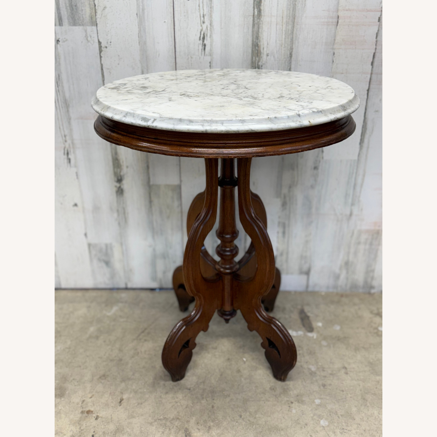 Antique Victorian Marble Top End Table - image-1